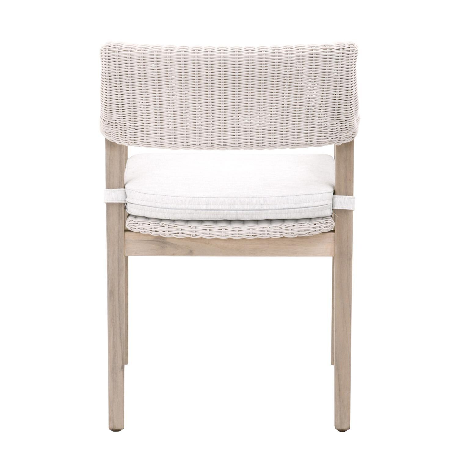 Lakeview Laurabelle Wicker Dining Arm Chair in White Speckle - Back View thumbnail