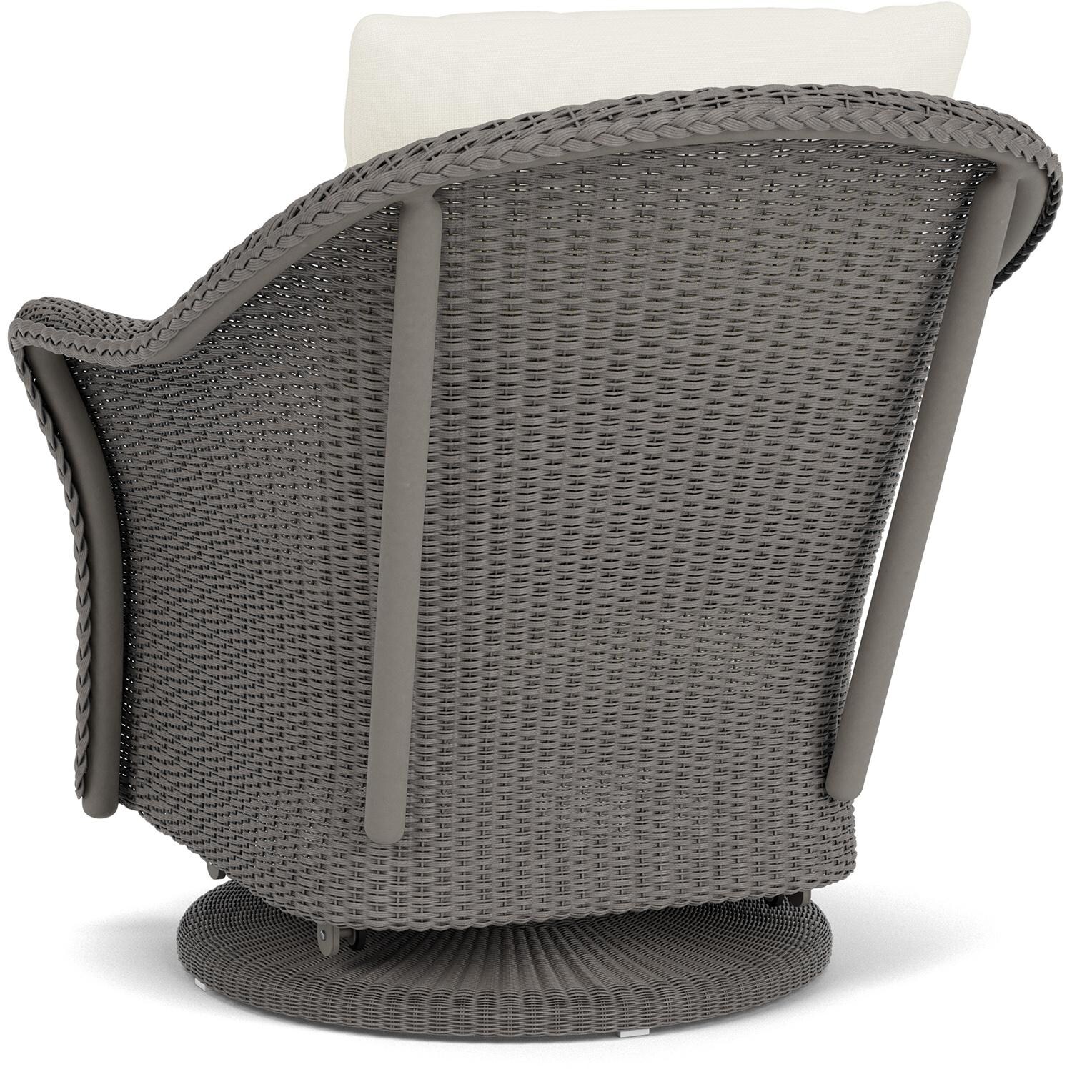Lloyd Flanders Weekend Retreat Swivel Glider Lounge Chair in Pewter Finish W/ Sailcloth Salt Fabric - Back Left thumbnail