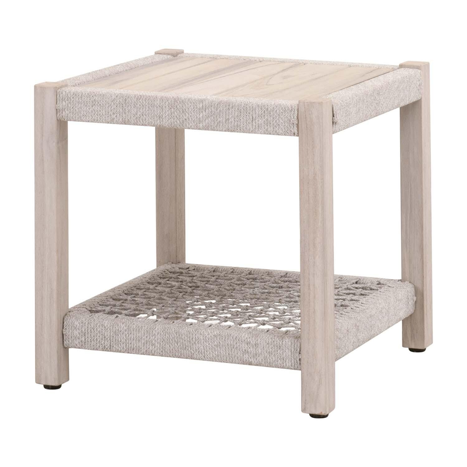 Lakeview Heritage Way Taupe & White Woven Rope End Table - Angled View thumbnail
