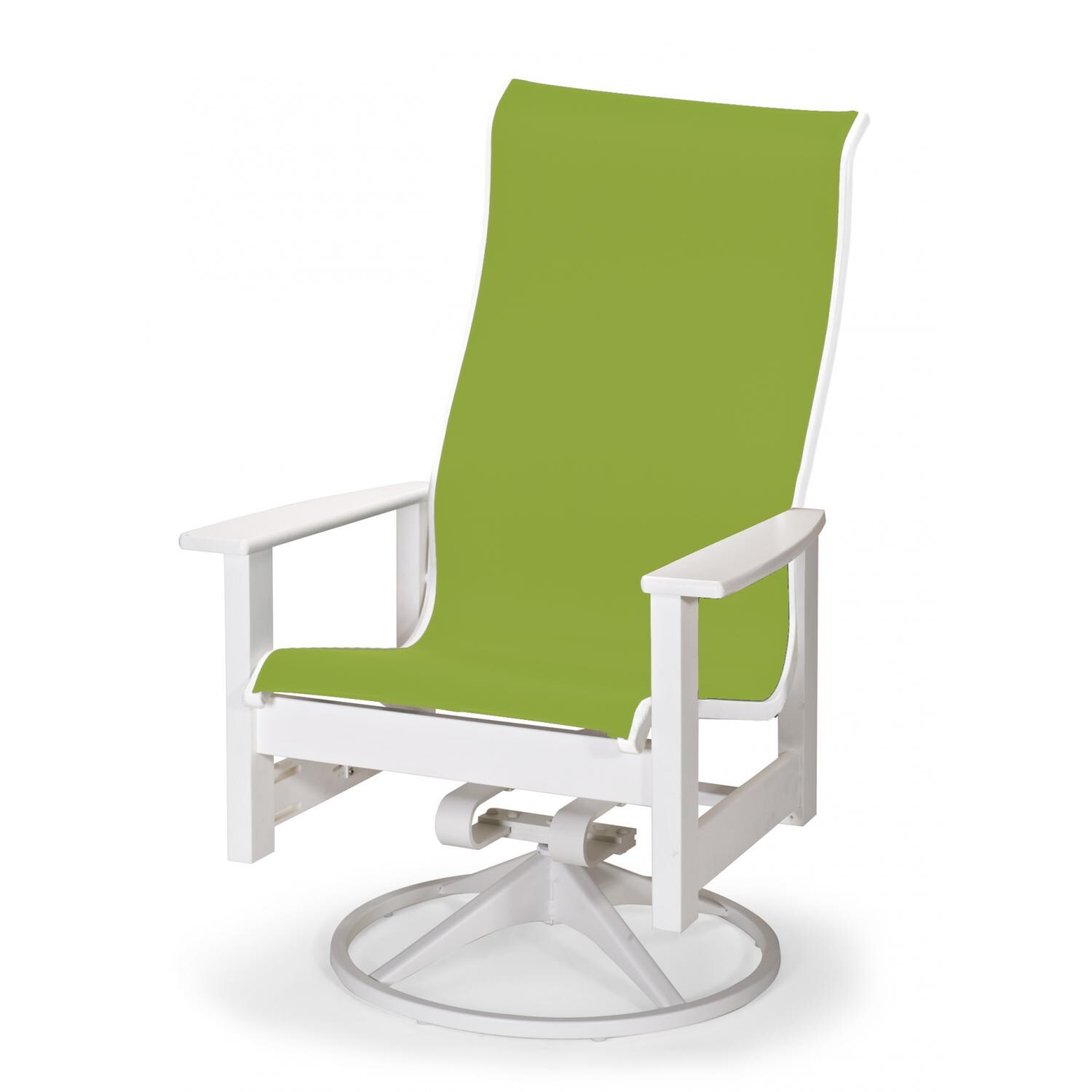Leeward Supreme MGP Patio Swivel Rocker Dining Arm Chair By Telescope Casual - Textured Snow/Lime