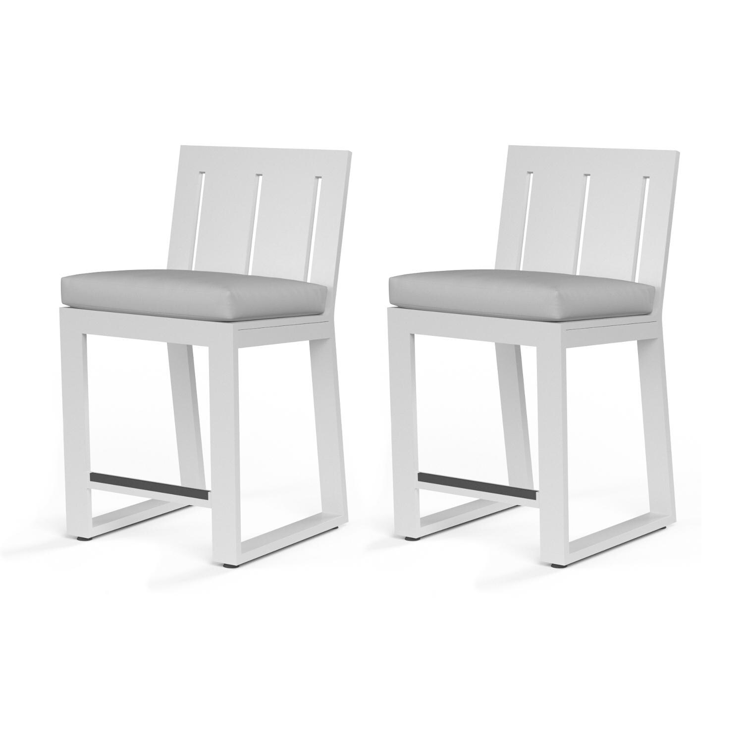 Sunset West - 4801-7C-40433 (2) - Newport 2 Piece Aluminum Patio Counter Stool Set W/ Sunbrella Cast Silver Cushions thumbnail