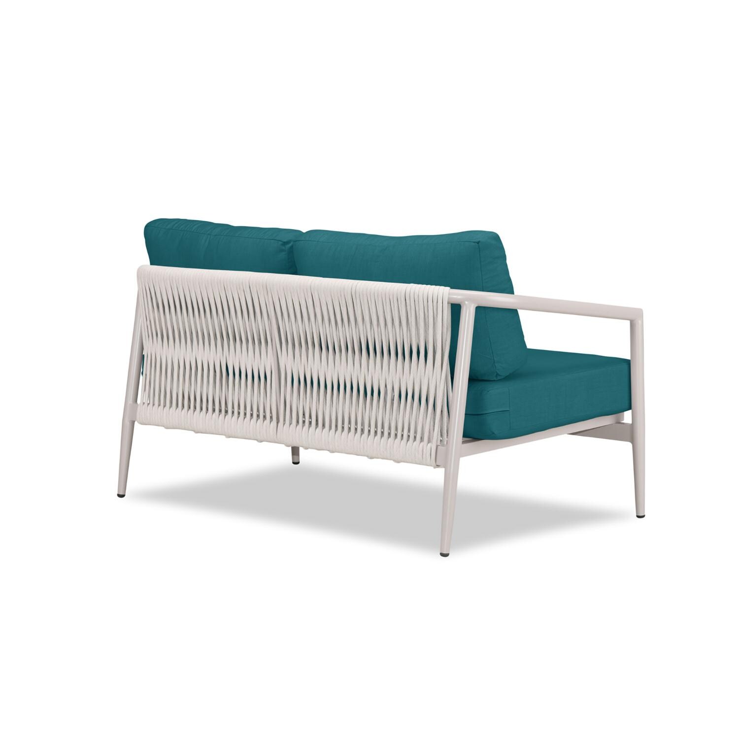 Lakeview Midnight Cove 2 Person Aluminum Loveseat in Urban Stone/Carrera/Spectrum Peacock - Back Right - White Background thumbnail