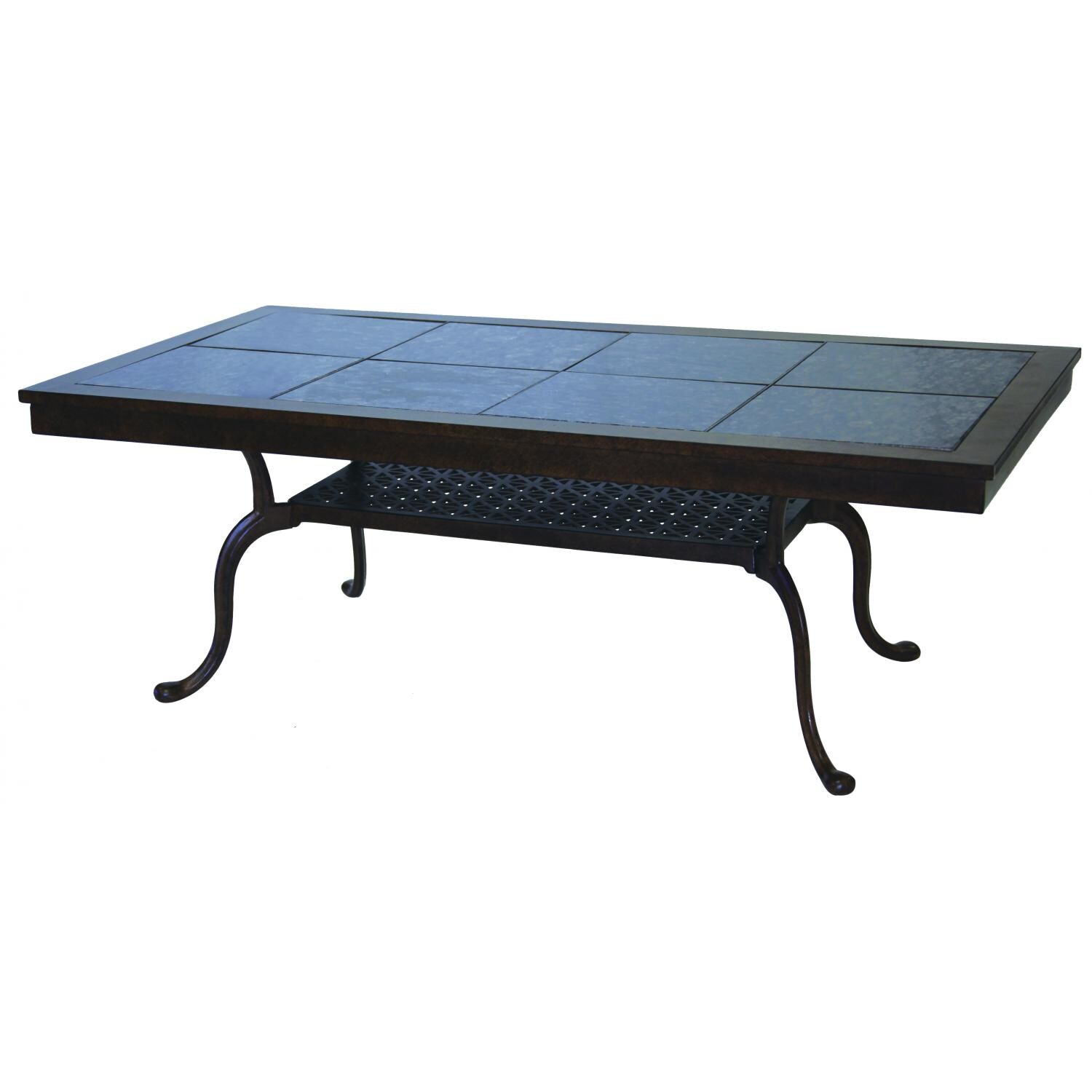 Darlee Series 77 52 X 28 Inch Cast Aluminum Patio Coffee Table With Granite Top - Antique Bronze / Brown Granite Tile