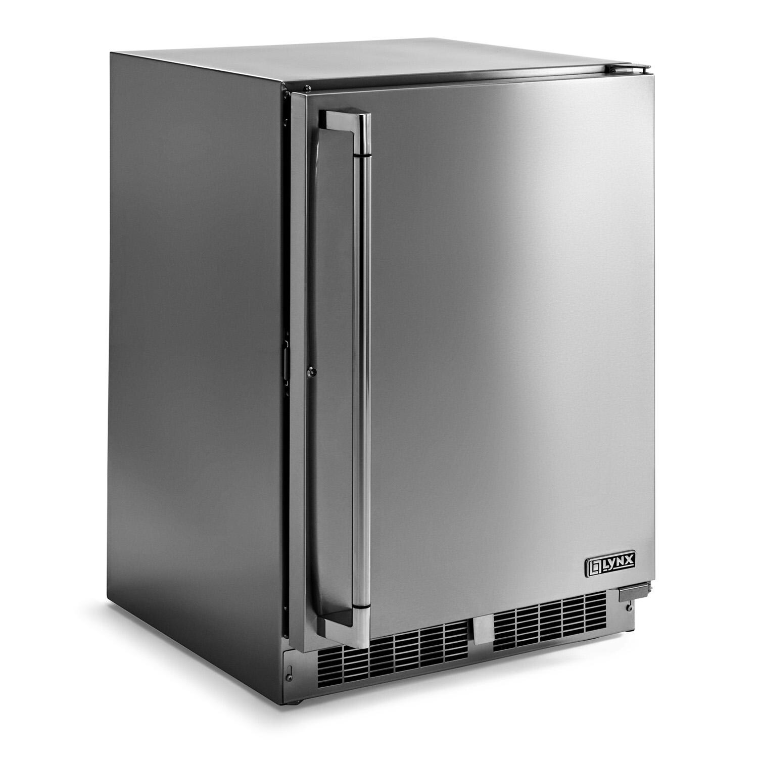 Lynx LN24REFC 24-in 4.9 Cu. Ft. Outdoor Refrigerator / Freezer w/ Lock - Angled - White Background thumbnail