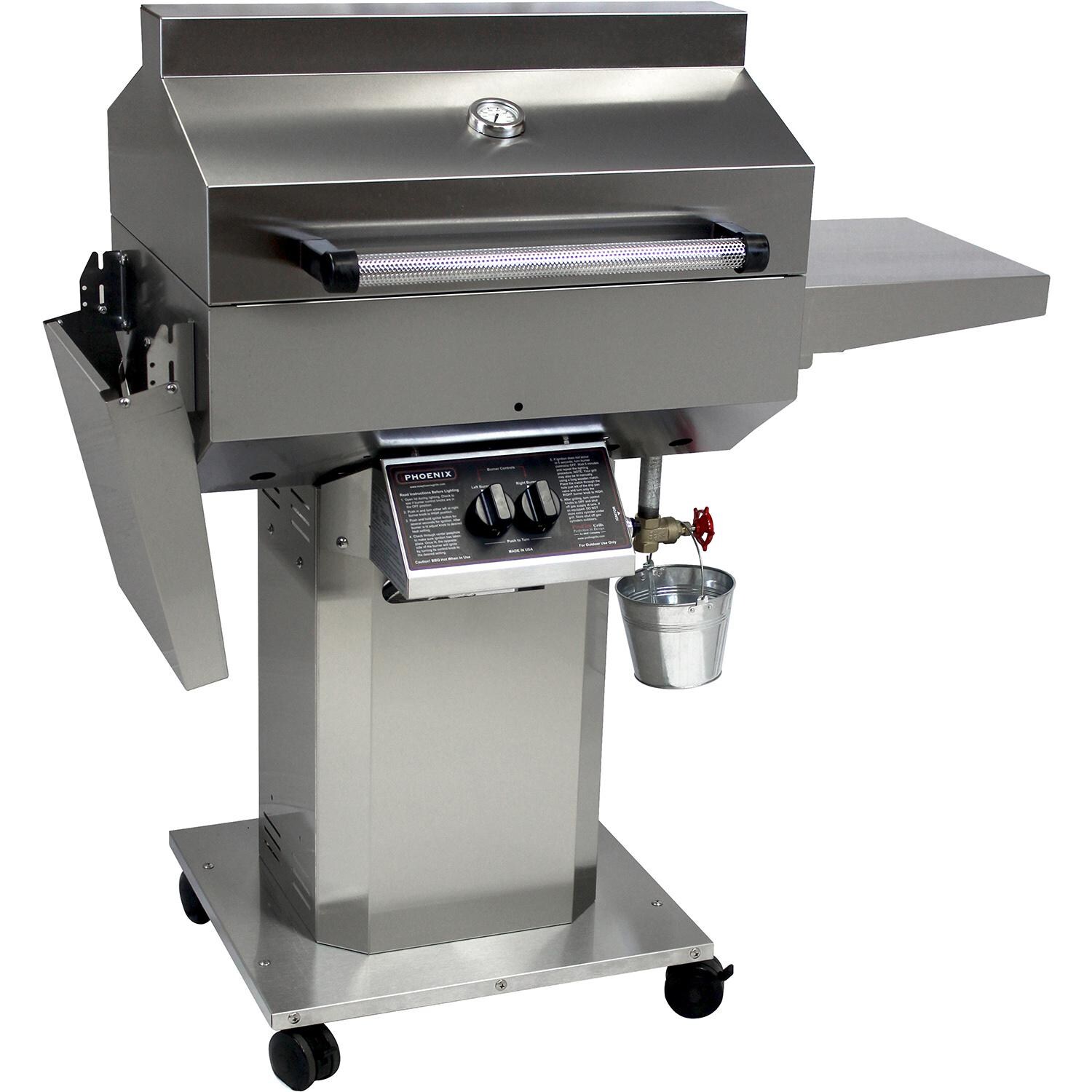Phoenix Grill SD Stainless Steel Natural Gas Welded Grill Head On Stainless Steel Pedestal Cart
