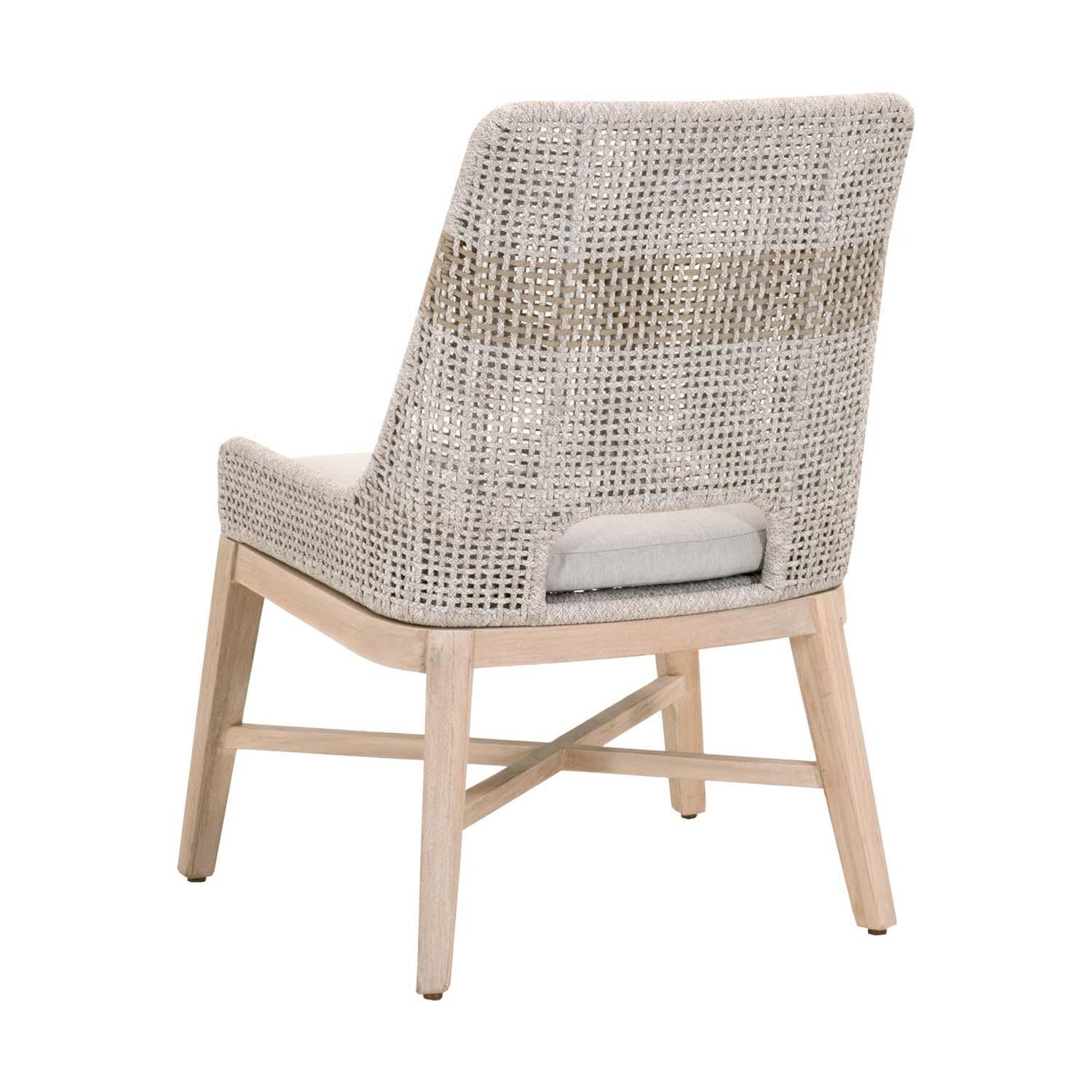 Cocoa Way Woven Rope Dining Chair in Taupe & White - Set of 2 - By Lakeview - Back Angle View thumbnail