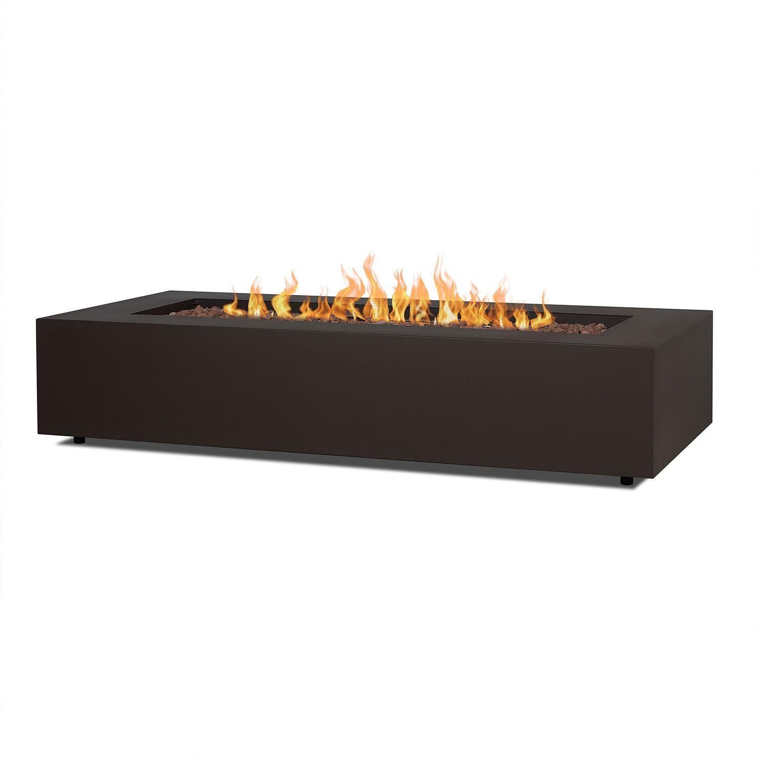 Elysian 70-in Rectangular Steel Propane Fire Pit Table in Dark Bronze by Lakeview Outdoor Designs - White Background thumbnail