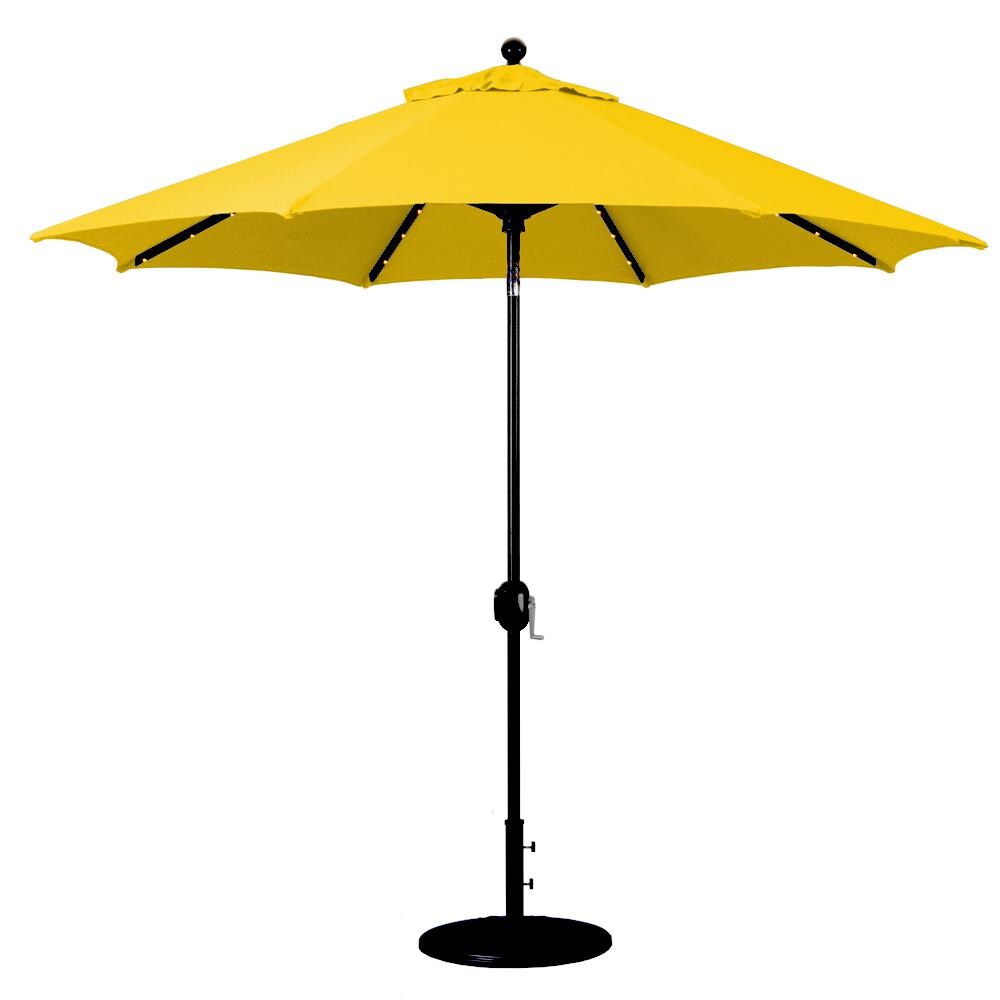 Galtech 9 Ft. Octagonal Aluminum Patio Umbrella W/ Crank Lift & Auto Tilt - Black Frame W/ Sunflower Yellow Sunbrella Fabric (Umbrella Base Not Included) thumbnail