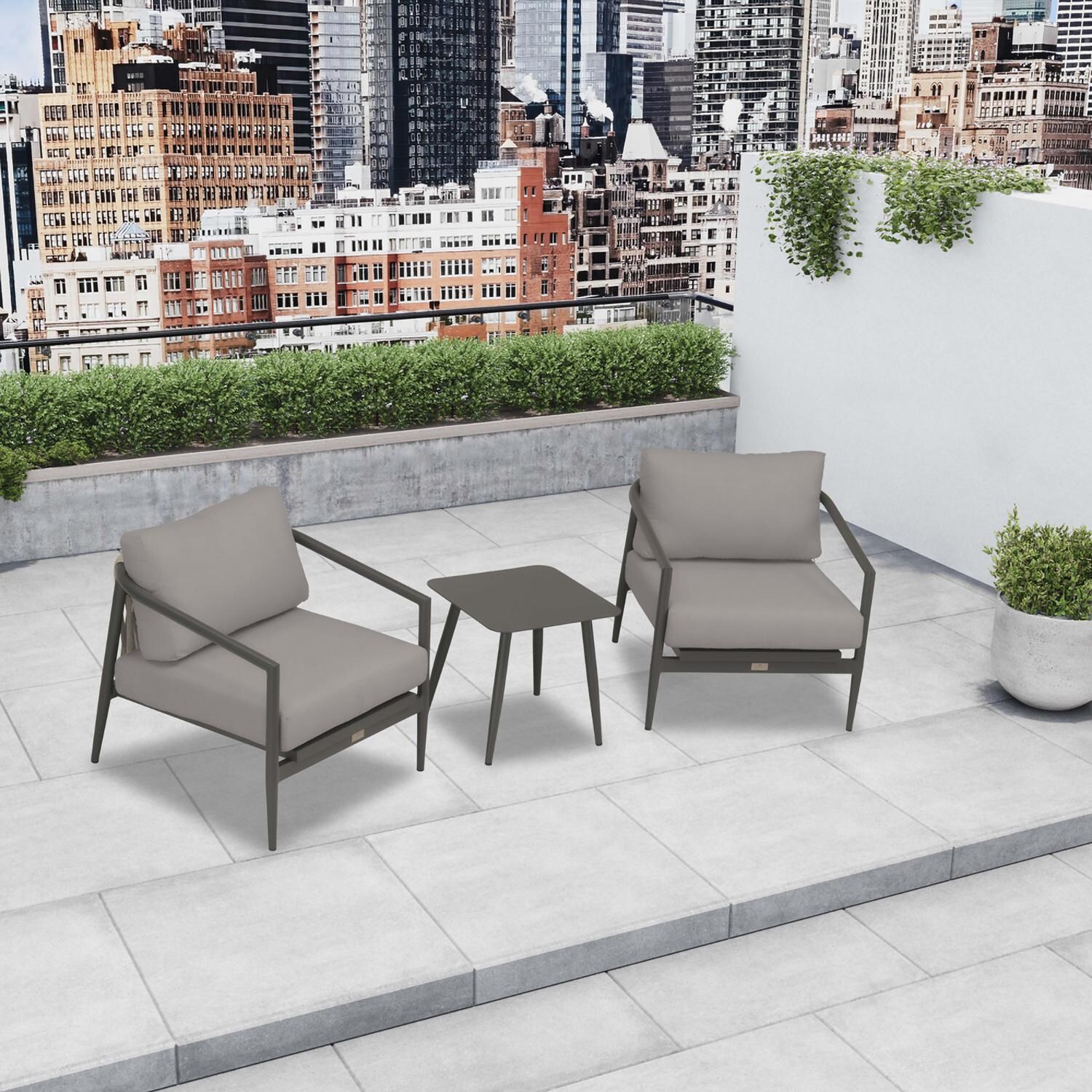 Lakeview Midnight Cove 3 Pc Aluminum Club Chair Seating Set in Slate/Pebble Gray/Canvas Charcoal - Top - Lifestyle thumbnail