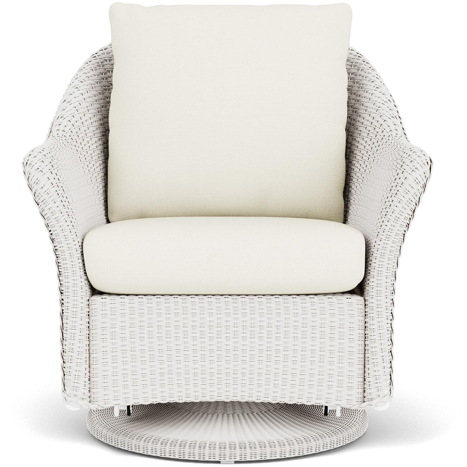 Lloyd Flanders Weekend Retreat Swivel Glider Lounge Chair in White Finish W/ Sailcloth Salt Fabric thumbnail