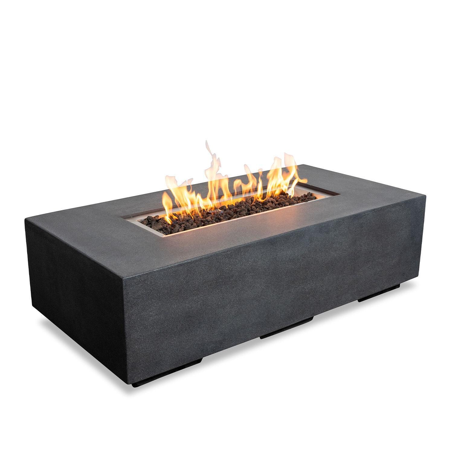 Glenwood 55-in Rectangular Concrete Natural Gas Fire Pit in Graphite by Lakeview Outdoor Designs - Angled - White Background thumbnail