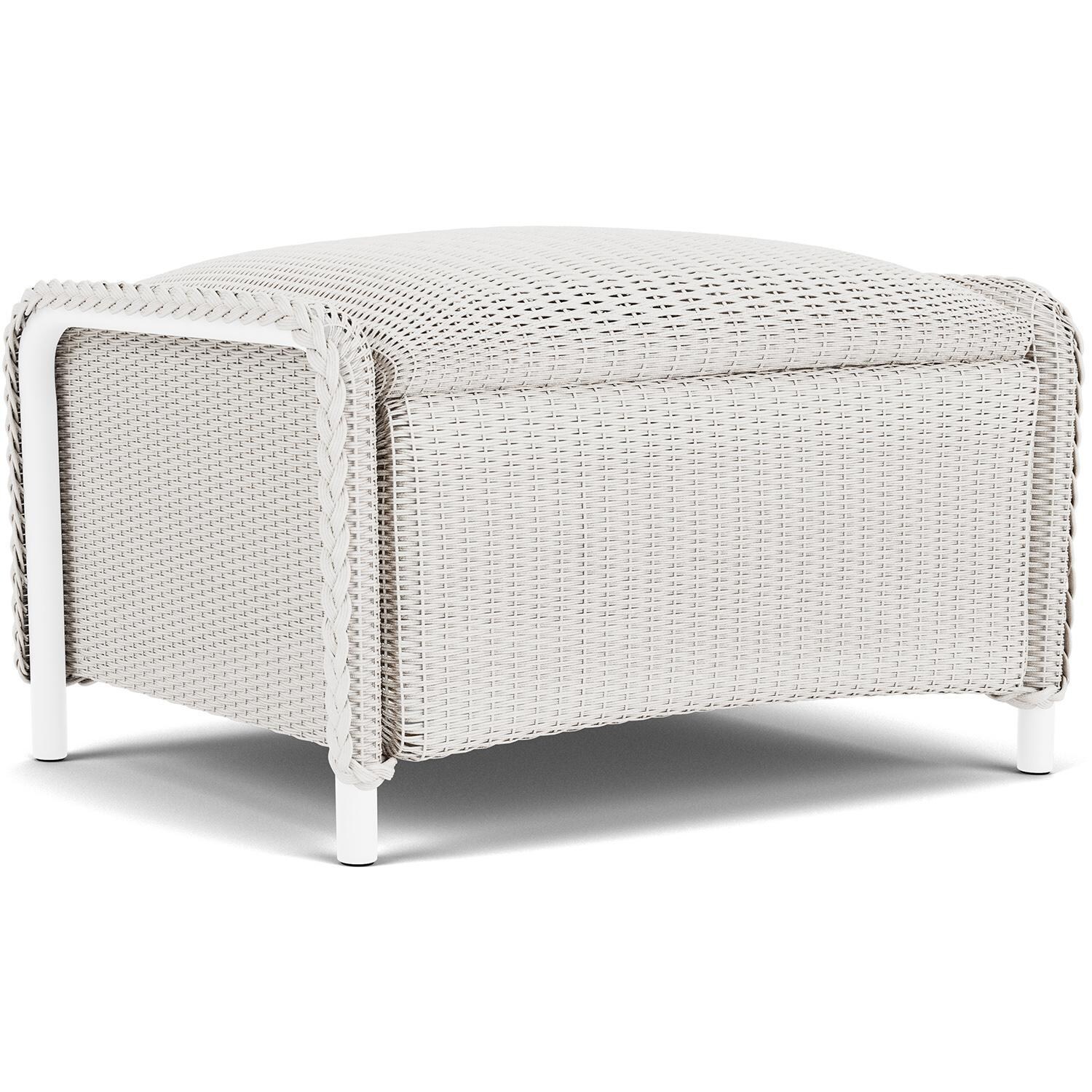 Lloyd Flanders Reflections 4-Piece Seating Set W/ Ottoman & End Table in White Finish - Ottoman Angled thumbnail