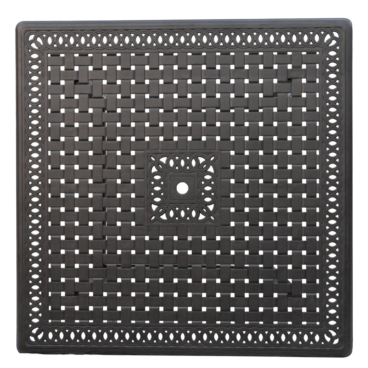 Darlee 201660-9PC-88W Capri Cast Aluminum 60 Inch Square Dining Table - Top Detail thumbnail