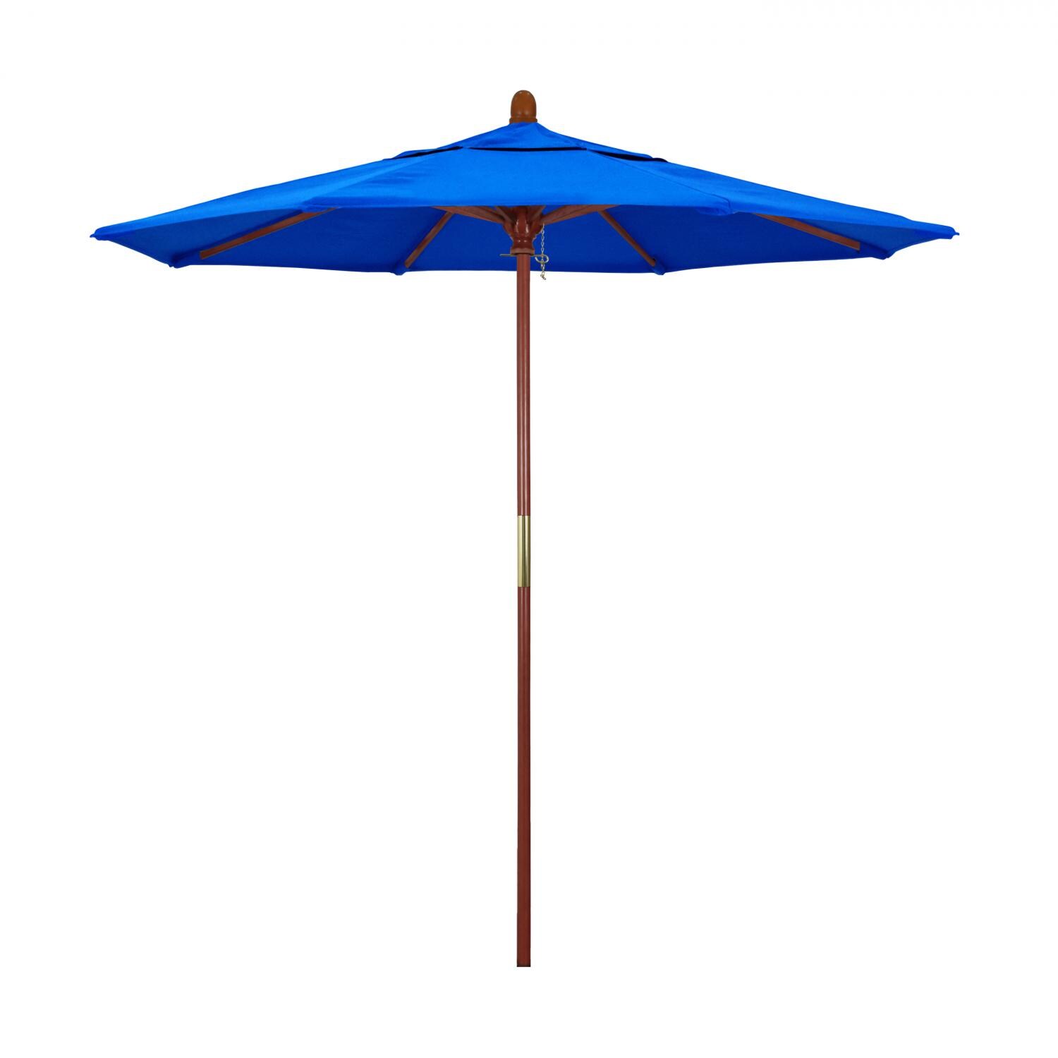 California Umbrella 7.5 Ft. Octagonal Hardwood Patio Umbrella W/ Push Lift & Hardwood Ribs - Sunbrella Canvas Pacific Blue Canopy