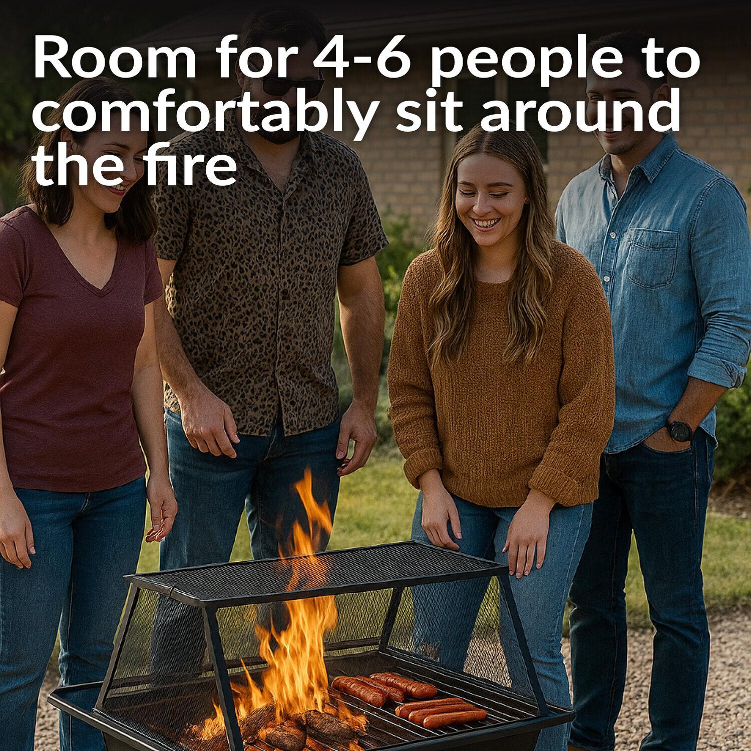 Ultimate Patio NB-NW201 36 Inch Rectangular Steel Wood-Burning Fire Pit in Black - Seating for Up to Six - Lifestyle thumbnail