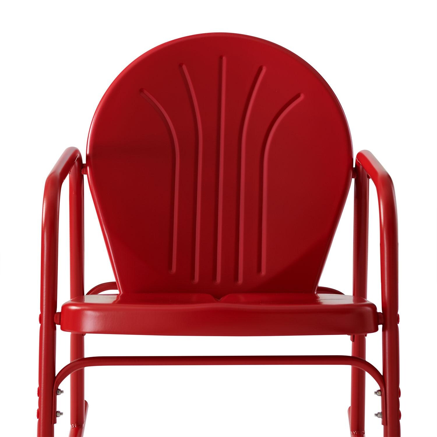Ultimate Patio UP-32253RE 3Pc Retro Outdoor Rocking Chair Set in Red Gloss - Back Rest - Detail thumbnail