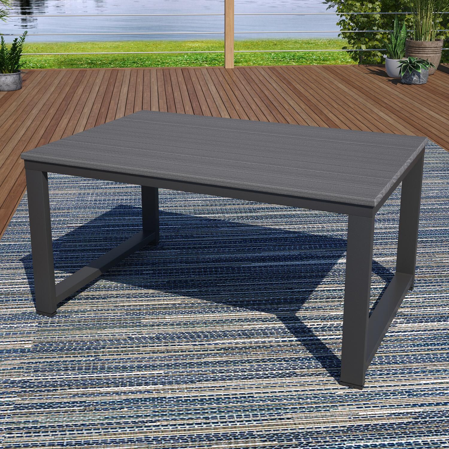 Lakeview NC6400TANGARM-6PC-CN Oasis Bay 6 Pc Aluminum Seating Set in Gray/Canvas Navy - Coffee Table - White Background thumbnail