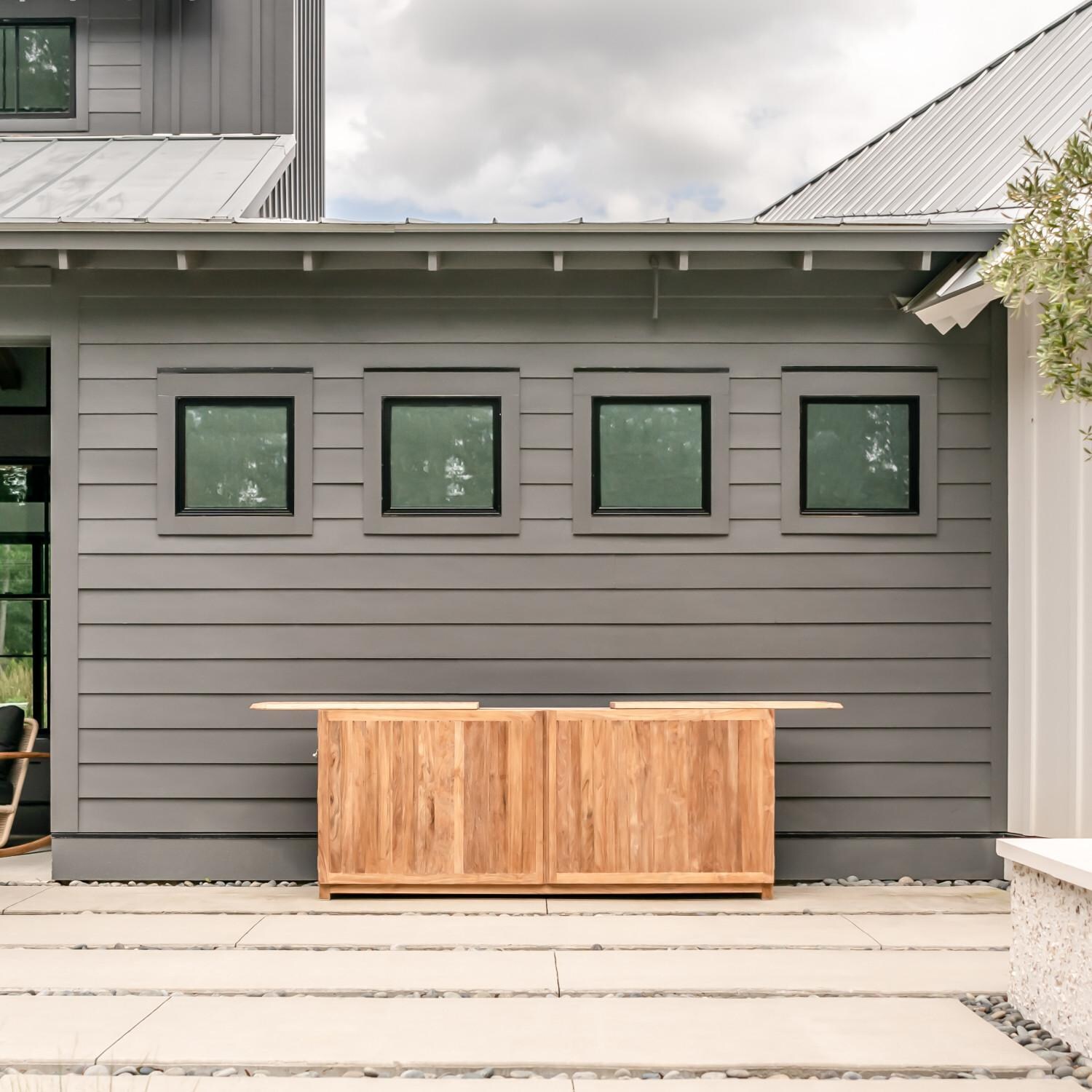 Teak + Table Relax Champagne Table - Front View - Lifestyle thumbnail