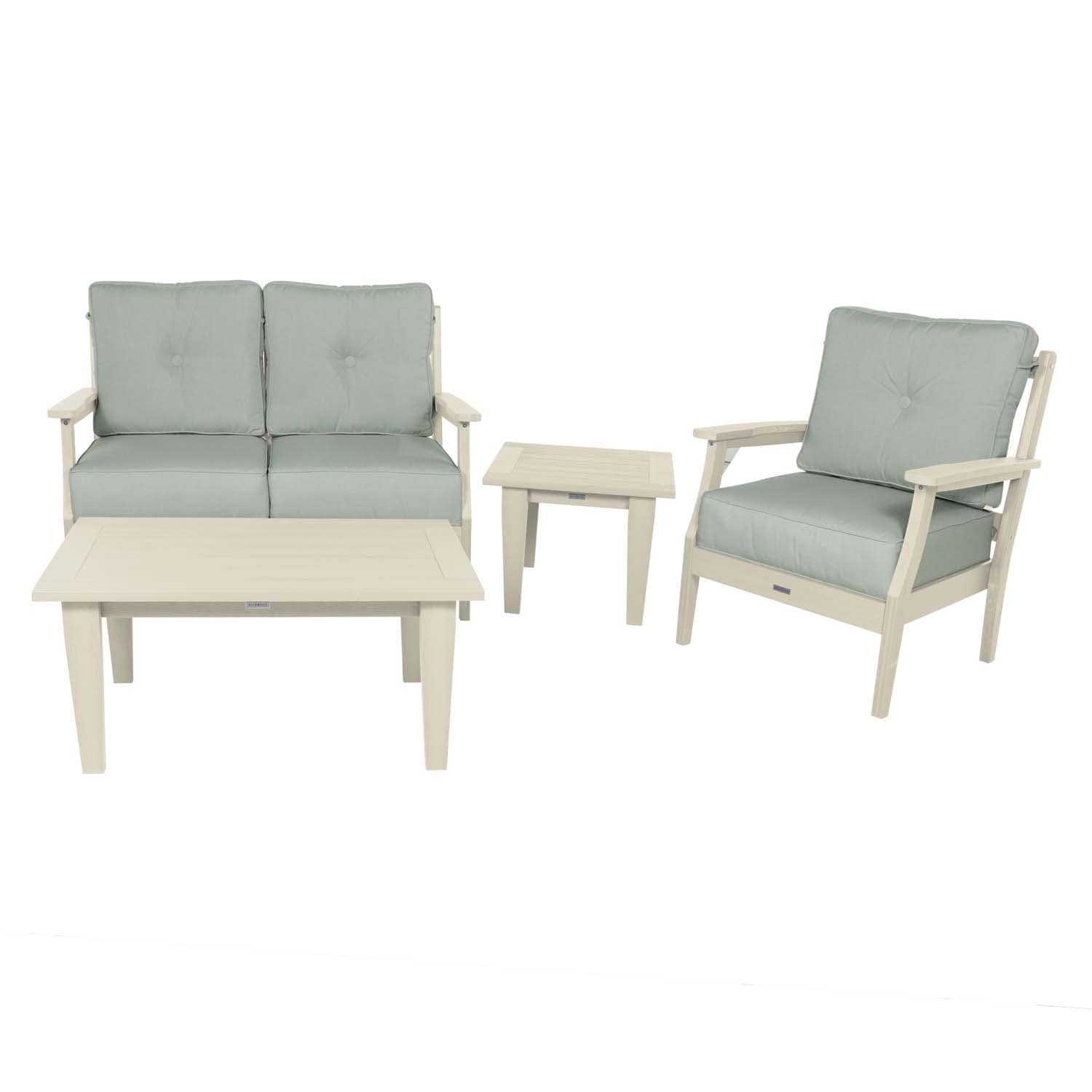 Blushing Bay 4 Pc Recycled Plastic Seating Set in Canvas Seasalt/Whitewash by Lakeview Outdoor Designs - Front View - White Background thumbnail