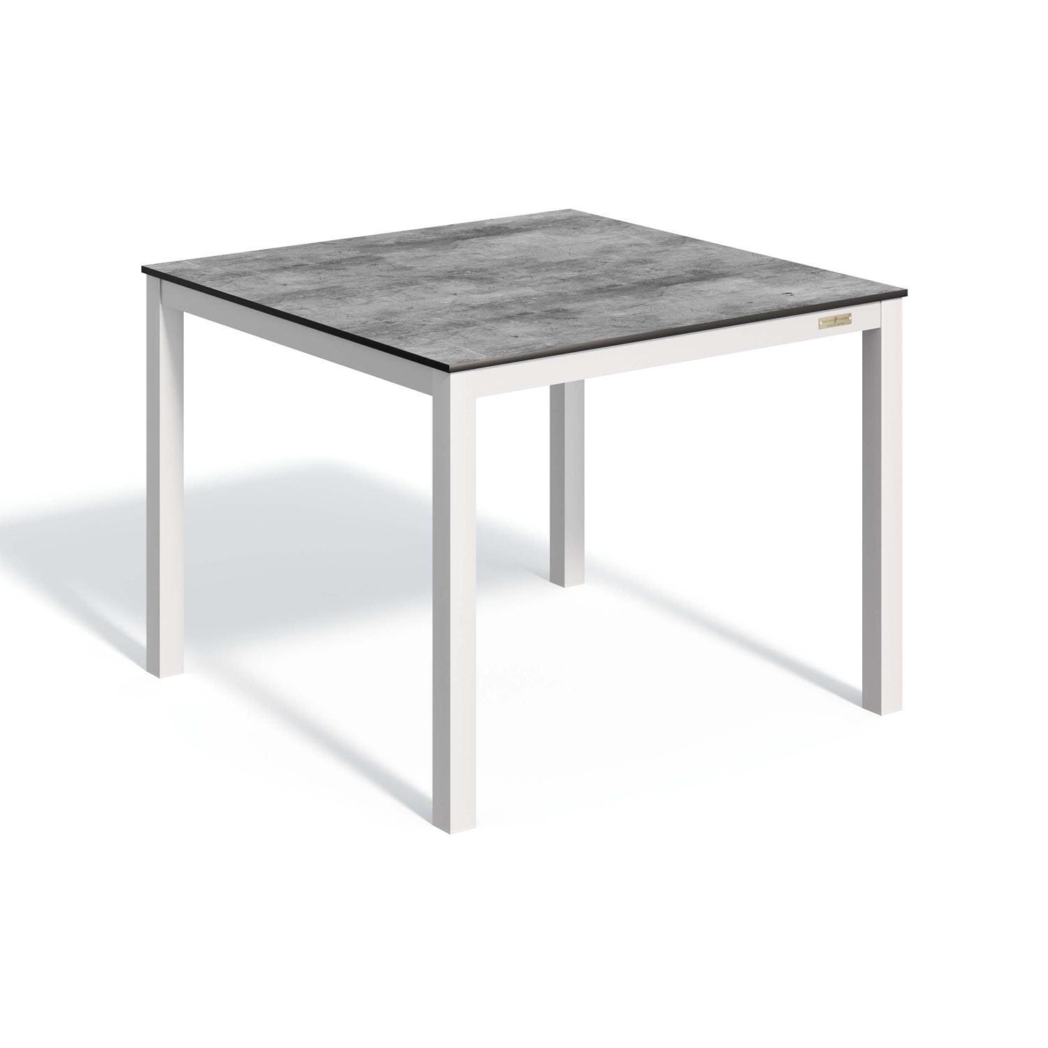 Travira 40 Inch Flint Aluminum Dining Table W/ Skyline HPL Table Top By Oxford Garden