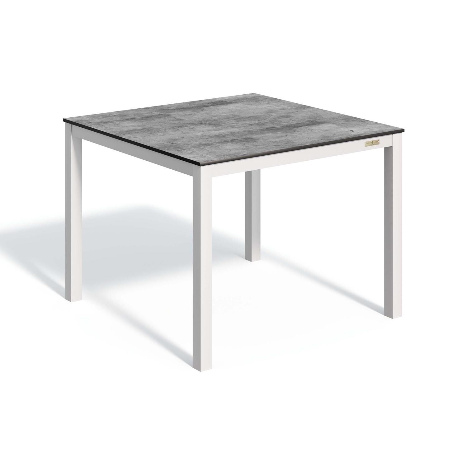 Travira 40 Inch Flint Aluminum Dining Table W/ Skyline HPL Table Top By Oxford Garden