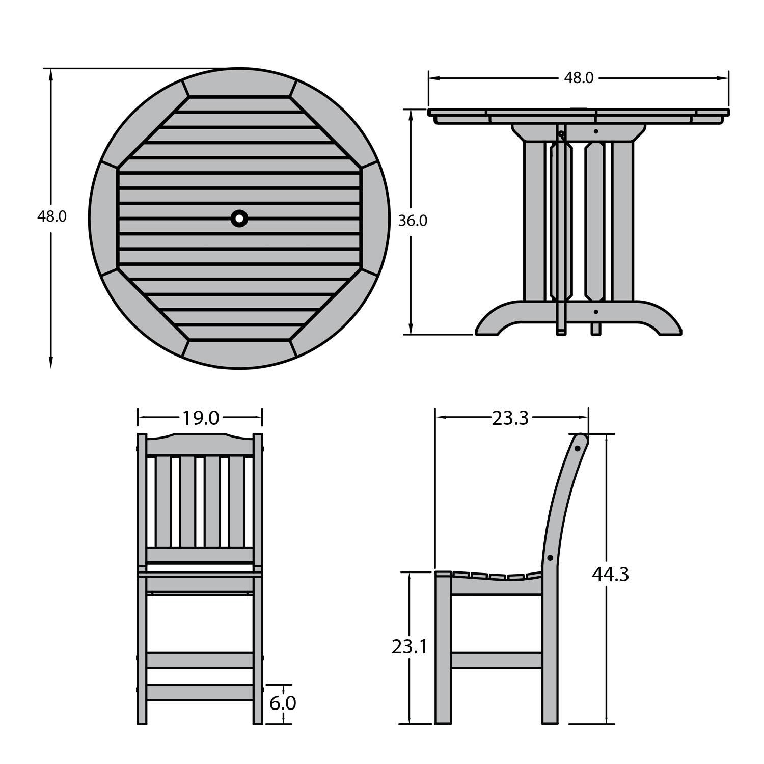 Hart Lane 5 Pc Set Recycled Plastic Counter Height Dining Set In White By Lakeview - Dimensional thumbnail