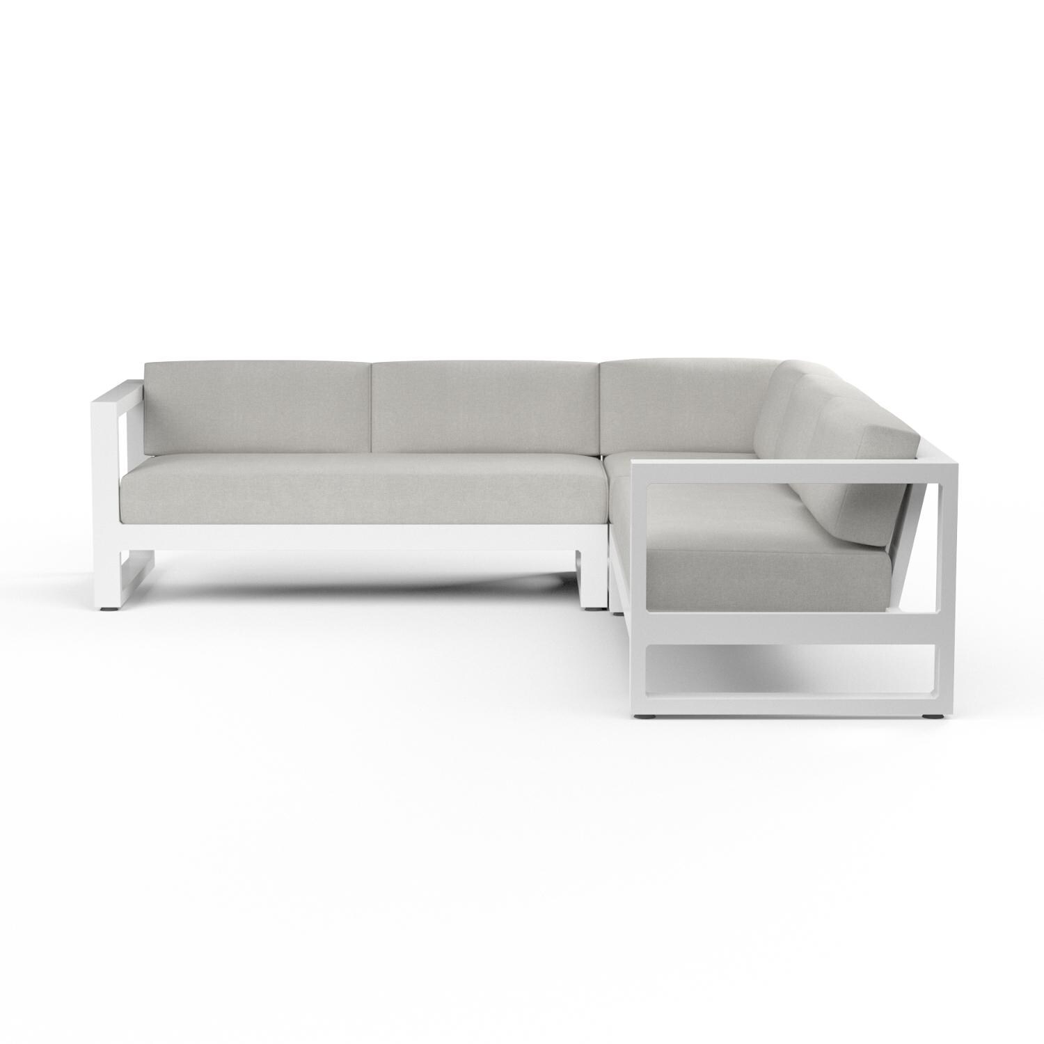 Sunset West - 4801-SEC-40433 - Newport Aluminum Patio Sectional W/ Sunbrella Cast Silver Cushions - Side View thumbnail