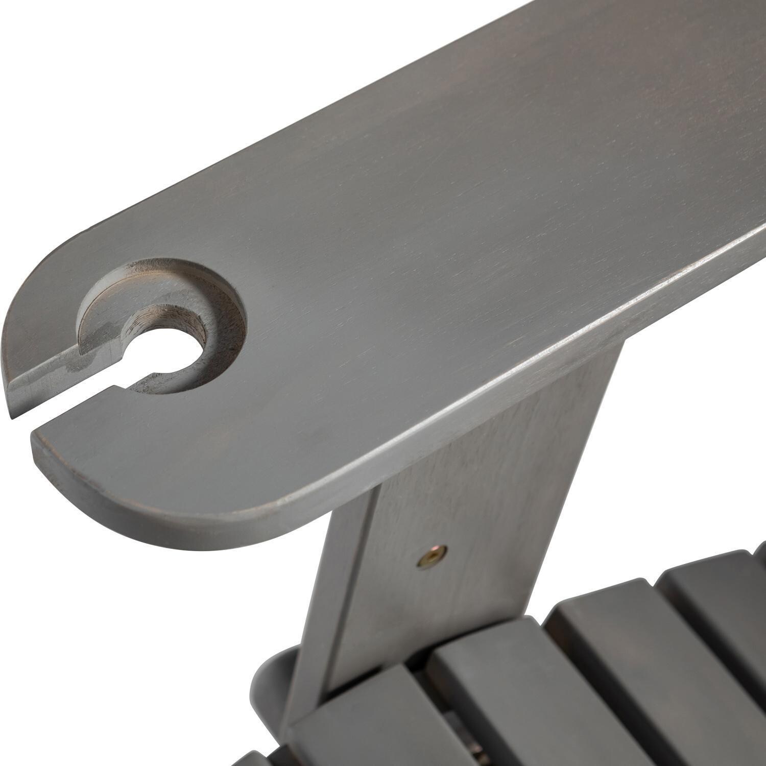 Ultimate Patio Folding Acacia Patio Adirondack Chair W/ Wine Glass Holder - Gray Wash - Armrest With Wine Glass Holder thumbnail