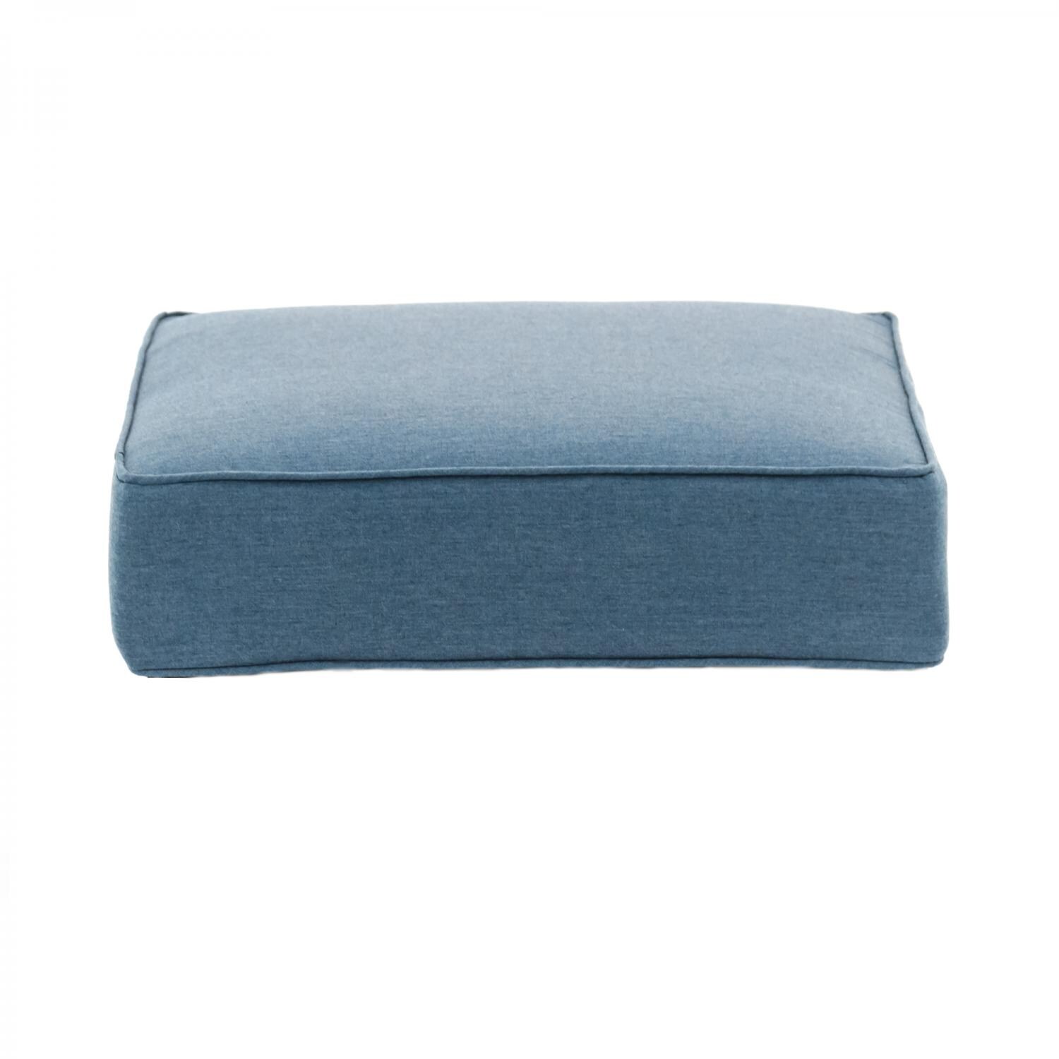 Sunbrella Cast Lagoon Small Square Outdoor Replacement Ottoman Cushion W/ Piping By BBQGuys