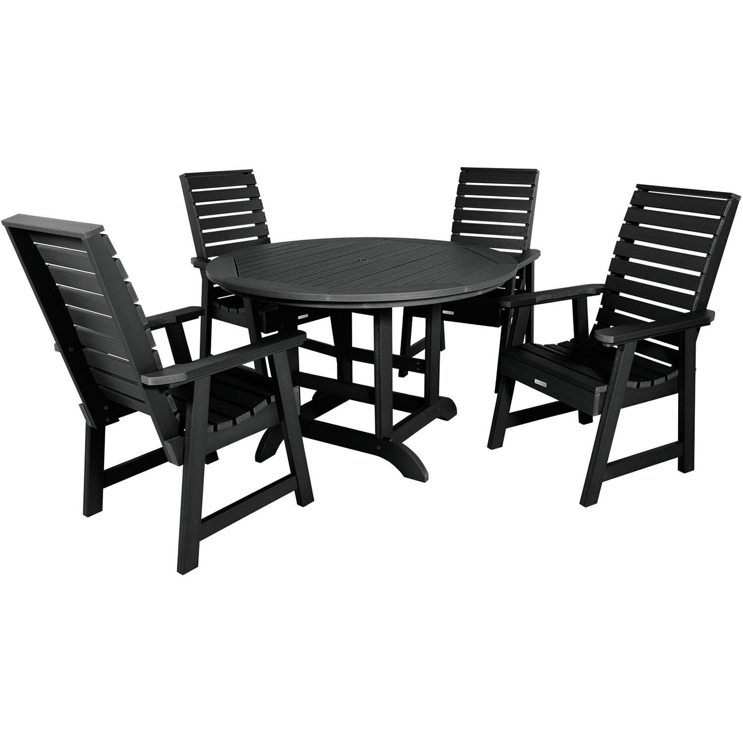 Elm Pointe 5 Pc Recycled Plastic Dining Set in Black by Lakeview Outdoor Designs - White Background thumbnail