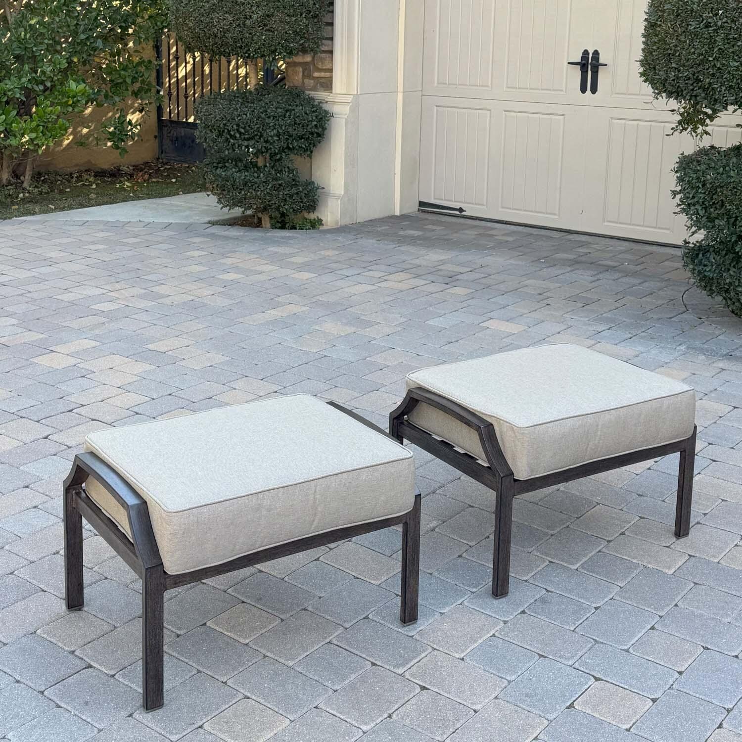 Atlantis 5 Pc Aluminum Seating Set in Walnut/Beige by Darlee - Ottoman - Lifestyle thumbnail