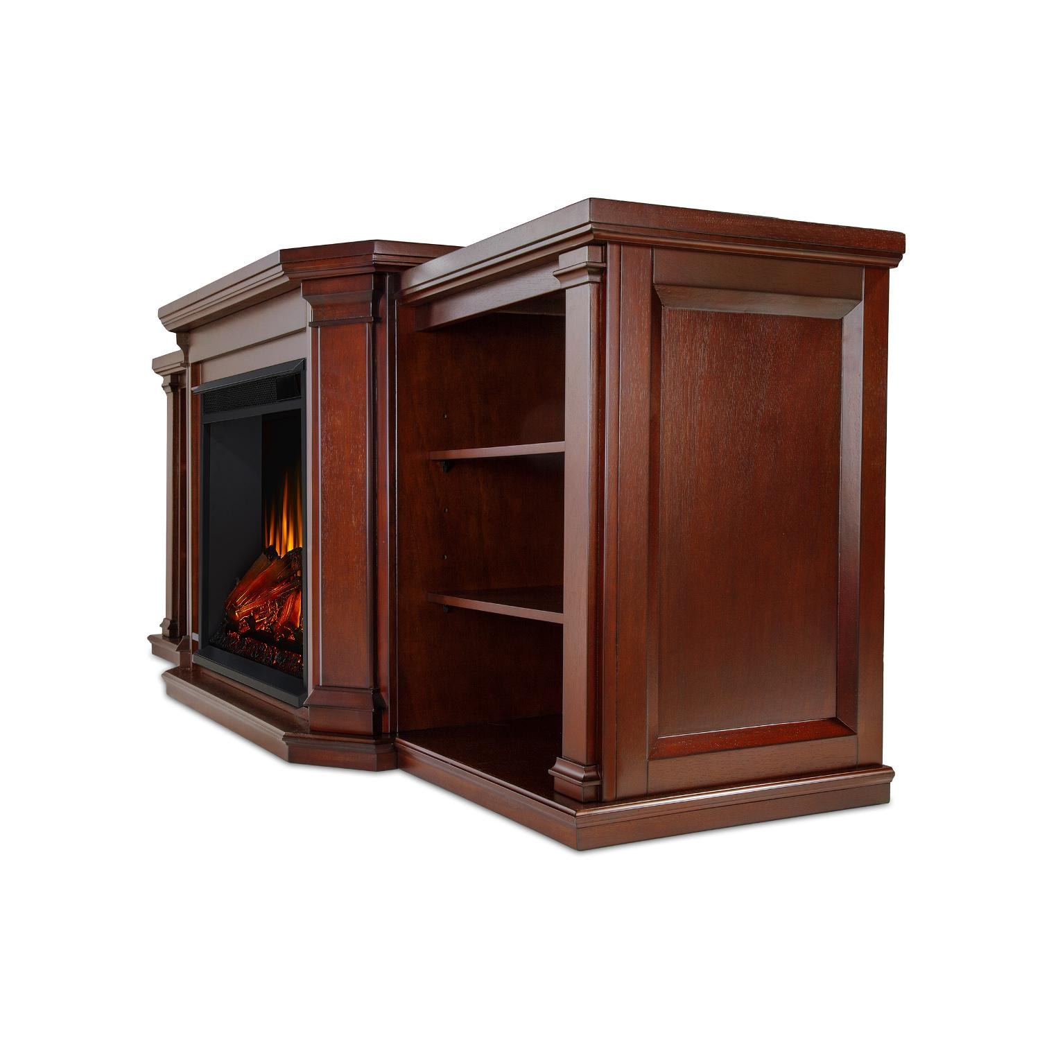 Real Flame - 7930E-DM - Valmont 75-Inch Electric Fireplace Entertainment Center - Dark Mahogany - Side View thumbnail