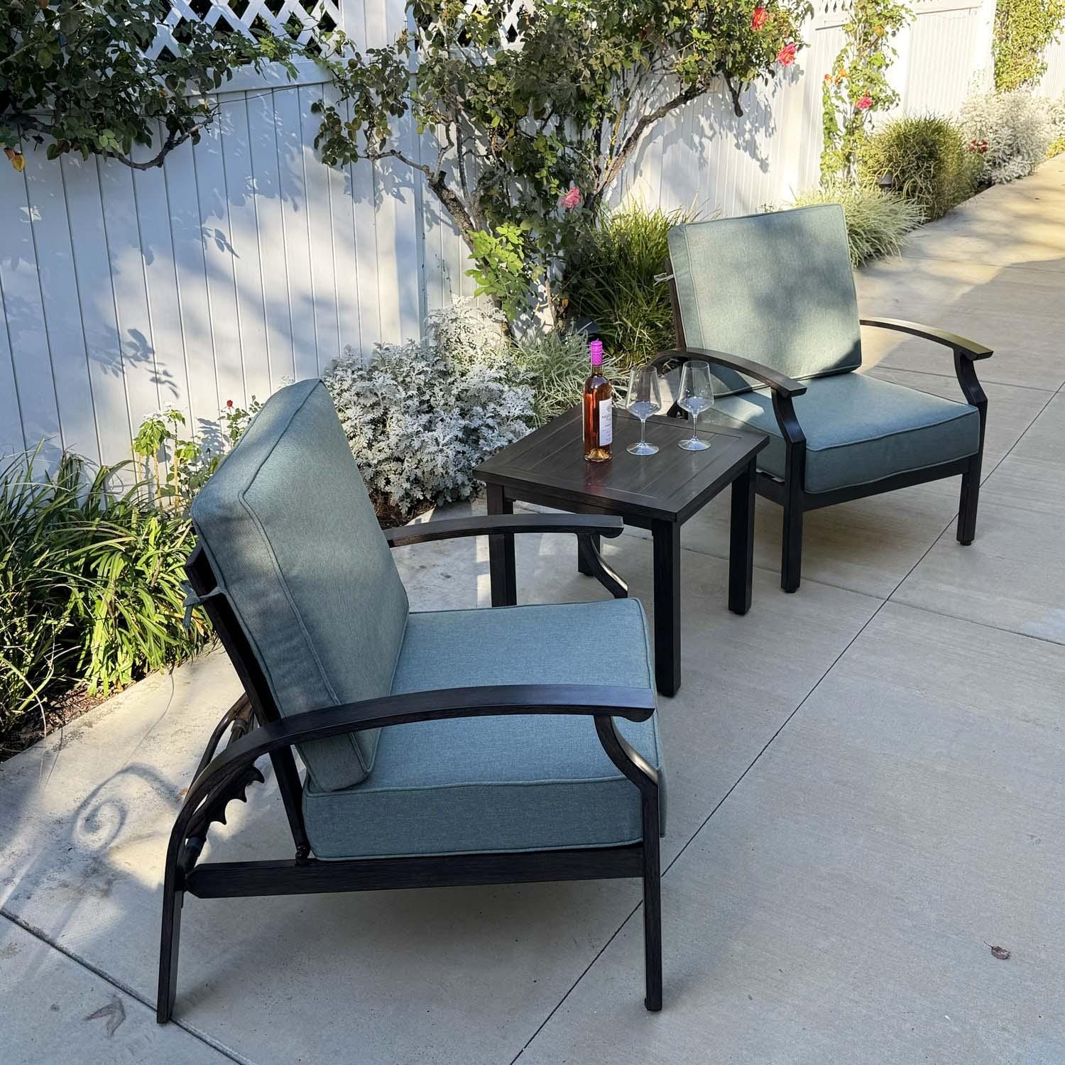 Atlantis 3 Pc Aluminum Seating Set in Walnut/Spa by Darlee