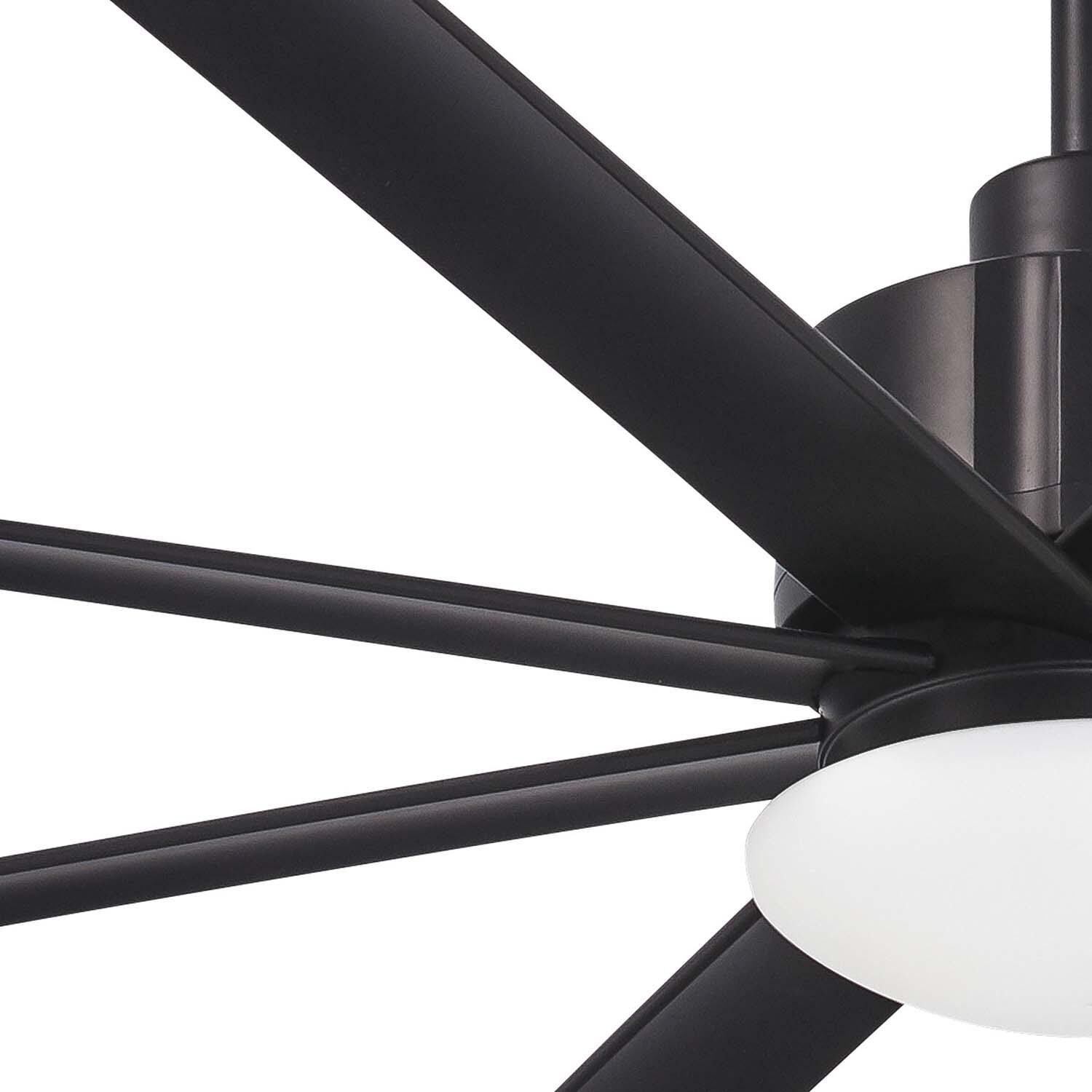 Minka-Aire F888L-CL Slipstream 65-Inch 8-Blade LED Ceiling Fan in Coal Finish w/ Distressed Koa Blades & Etched Opal Glass - Left Side thumbnail