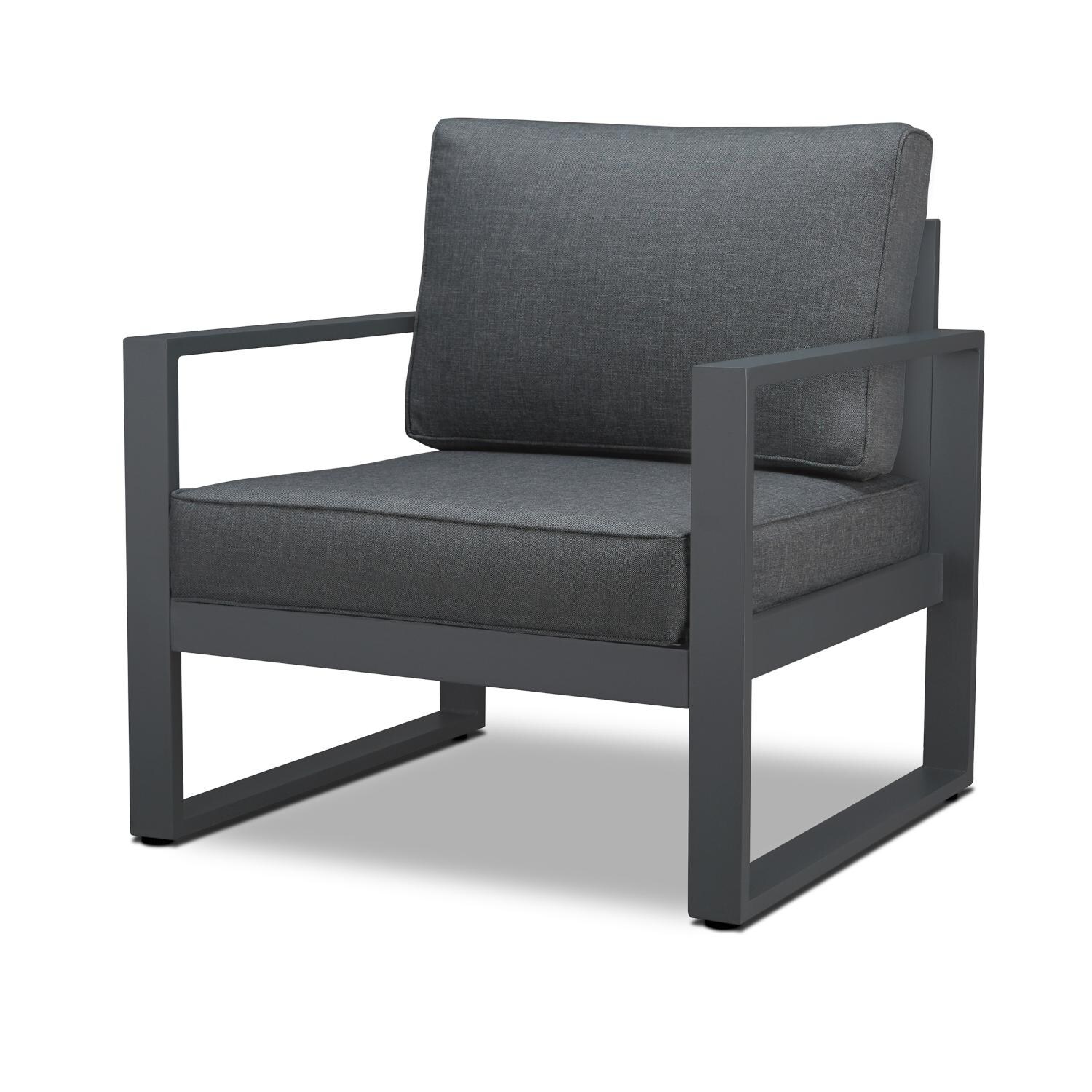 Lakeview Villa Flora Gray W/ Gray Cushions 2 Piece Aluminum Chair Set - Single Chair thumbnail