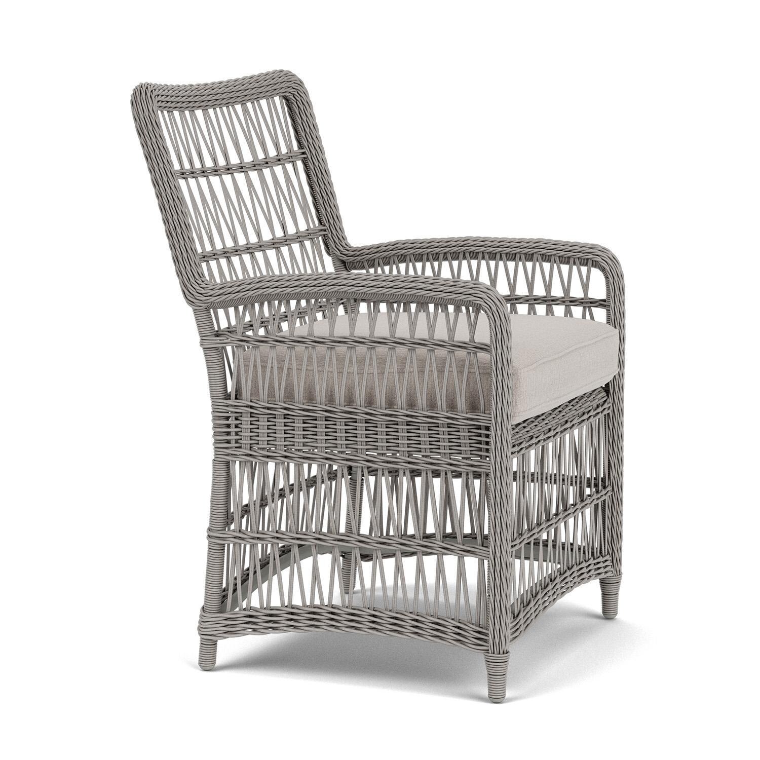 Lloyd Flanders Mackinac Dining Armchair in Putty Finish with Remy Cloud Fabric - Right Side thumbnail