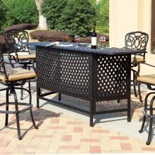 Darlee Florence 5 Piece Cast Aluminum Patio Party Bar Set With Swivel Bar Stools - Antique Bronze image