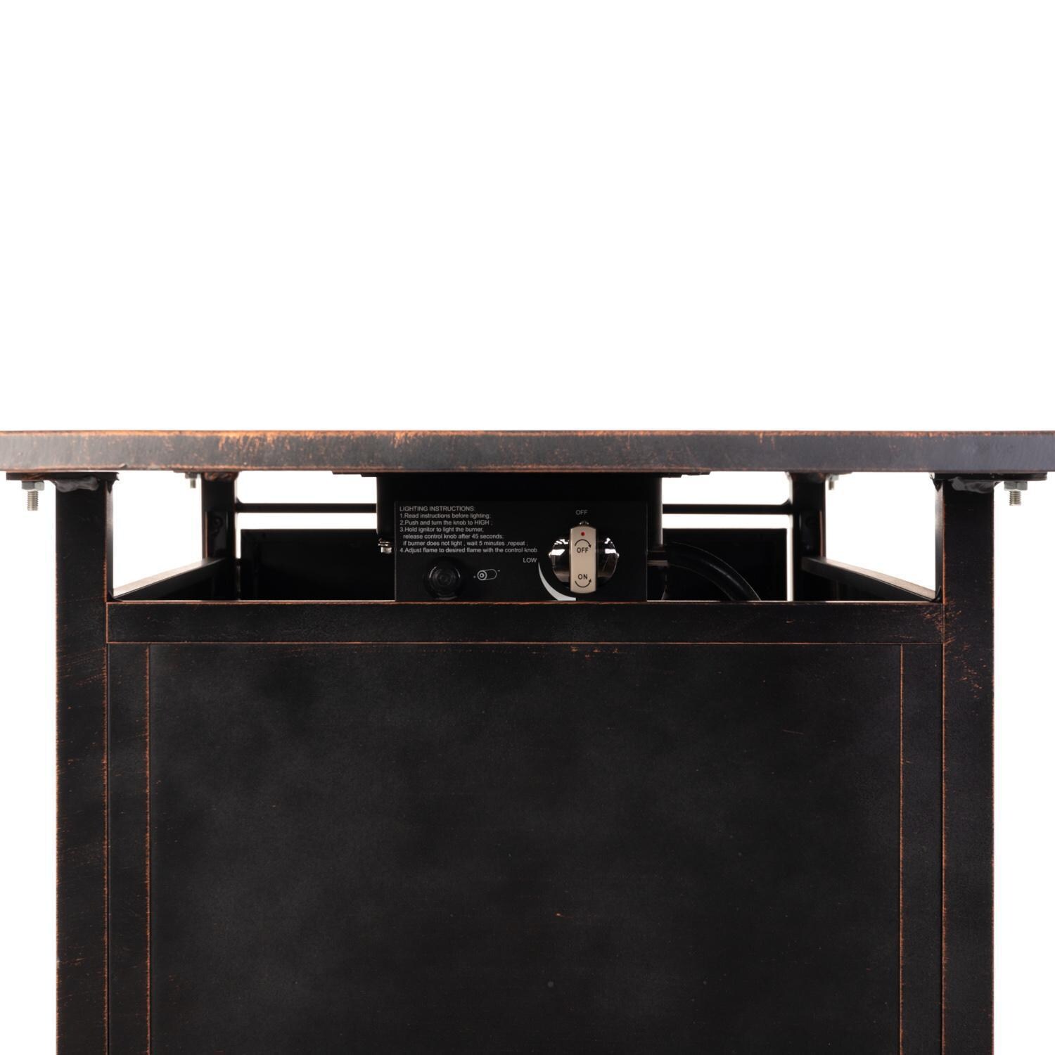 Ultimate Patio 62976-NG Lion Sands 48-Inch Rectangular Aluminum Natural Gas Fire Pit - Controls thumbnail