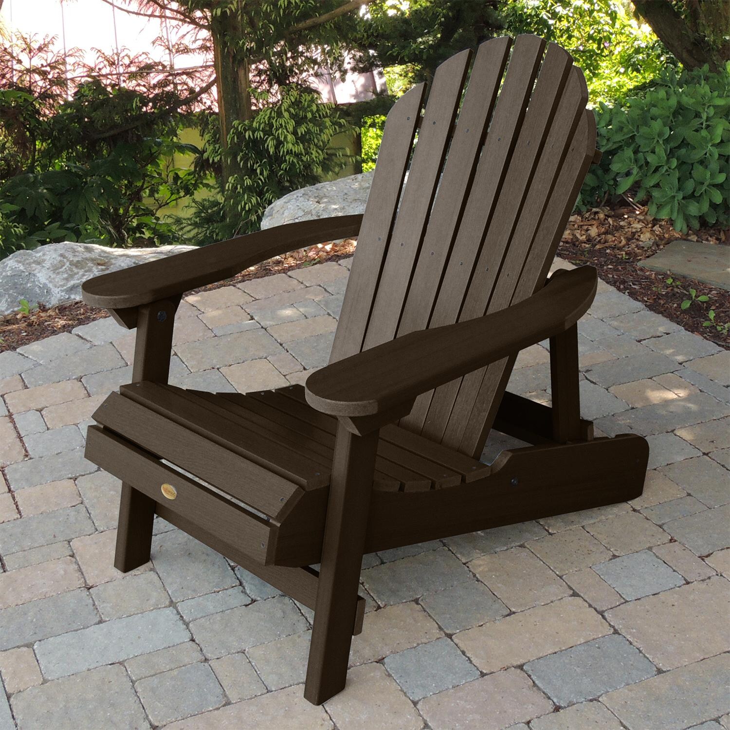 Highwood USA Hamilton Folding & Reclining Adirondack Chair - Weathered Acorn - AD-CHL1-ACE image