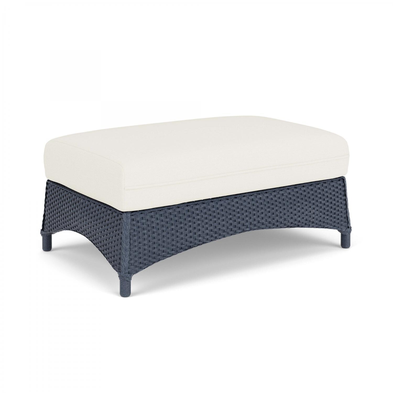 Lloyd Flanders Mandalay Large Ottoman in Denim Blue Finish with Sailcloth Salt Fabric - Angled thumbnail