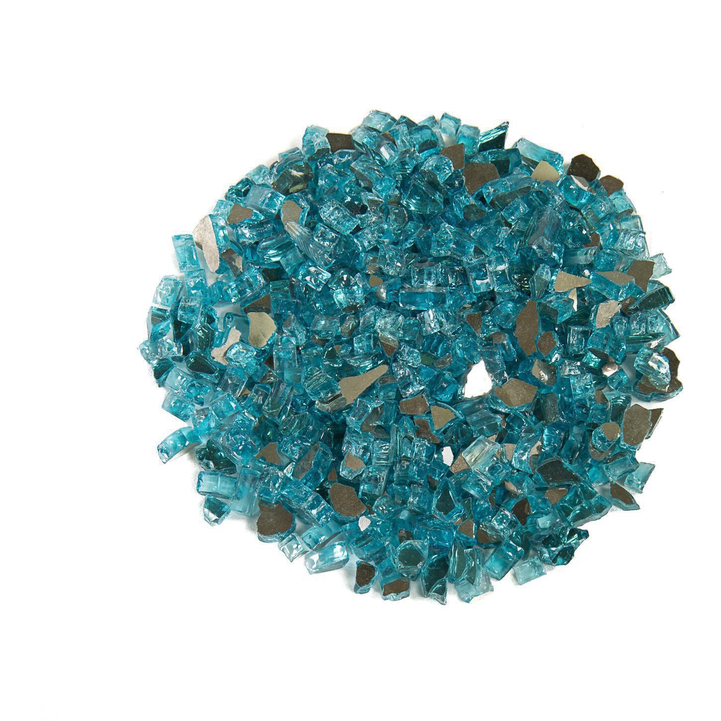 Lakeview Outdoor Designs 1/4-Inch Caribbean Blue Reflective Fire Glass - Top View thumbnail