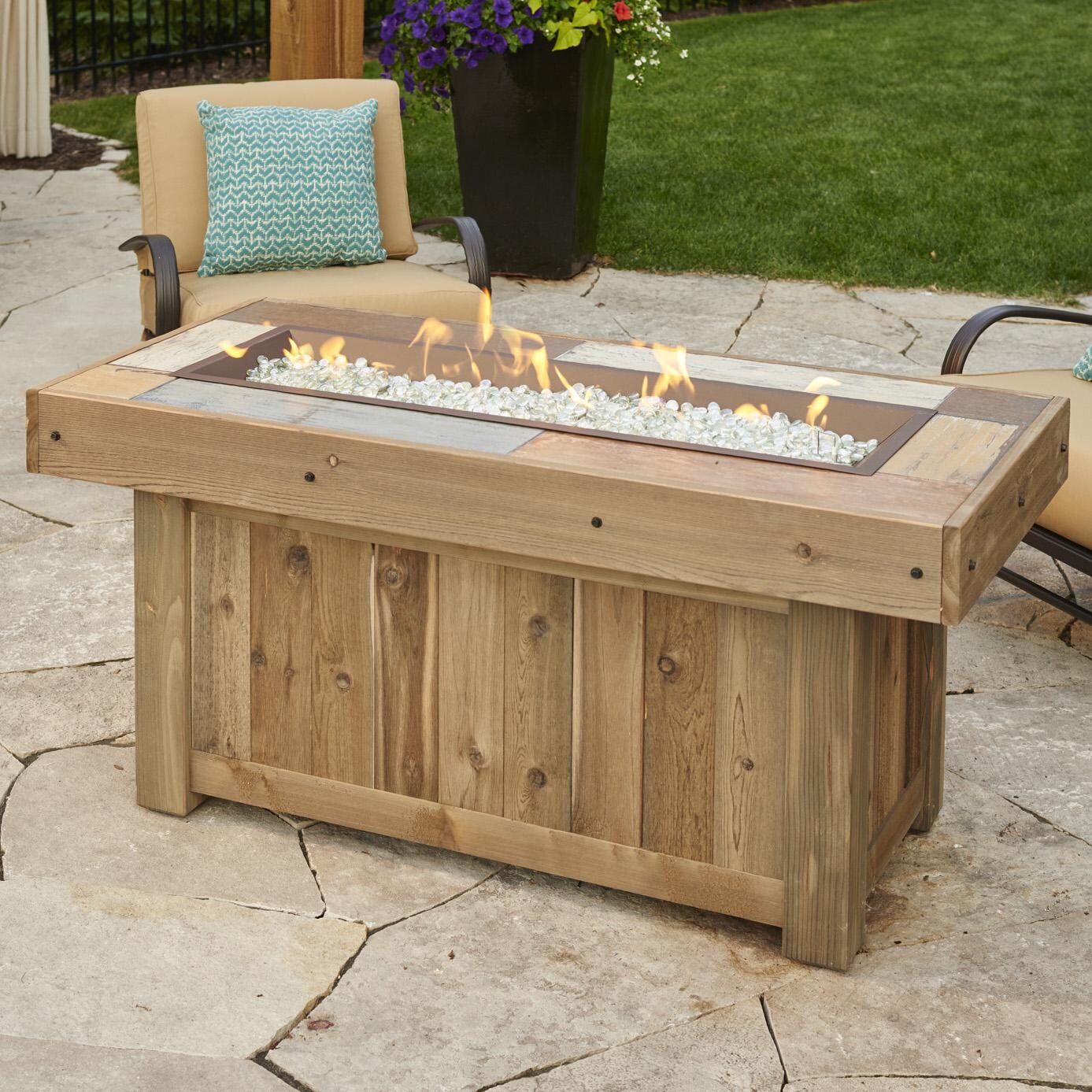 The Outdoor GreatRoom Company Vintage Linear Gas Fire Pit Table - Brown - Lifestyle thumbnail