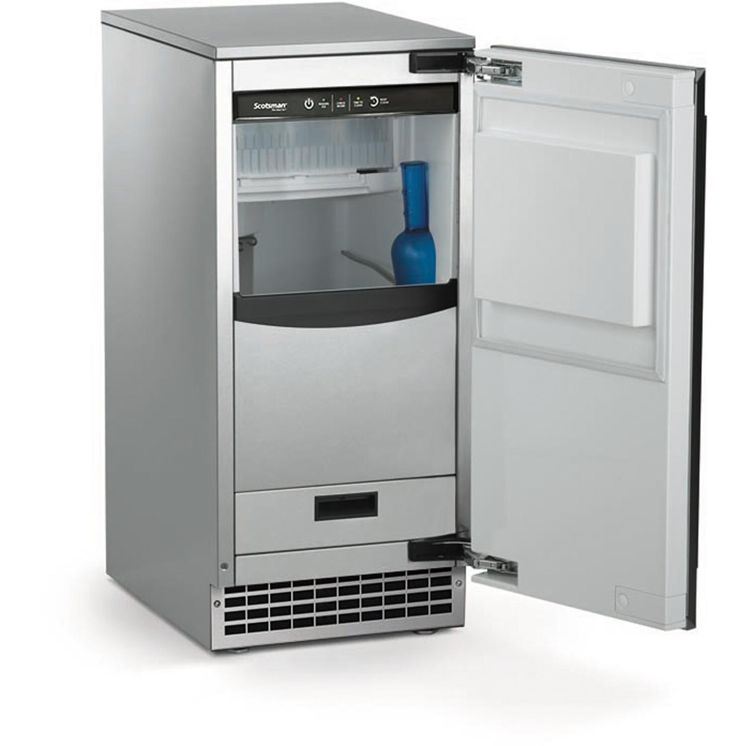 Scotsman SRCG065A-1SS 15-in 65 Lb. Ice Maker - Stainless Steel - Door Open - White Background thumbnail