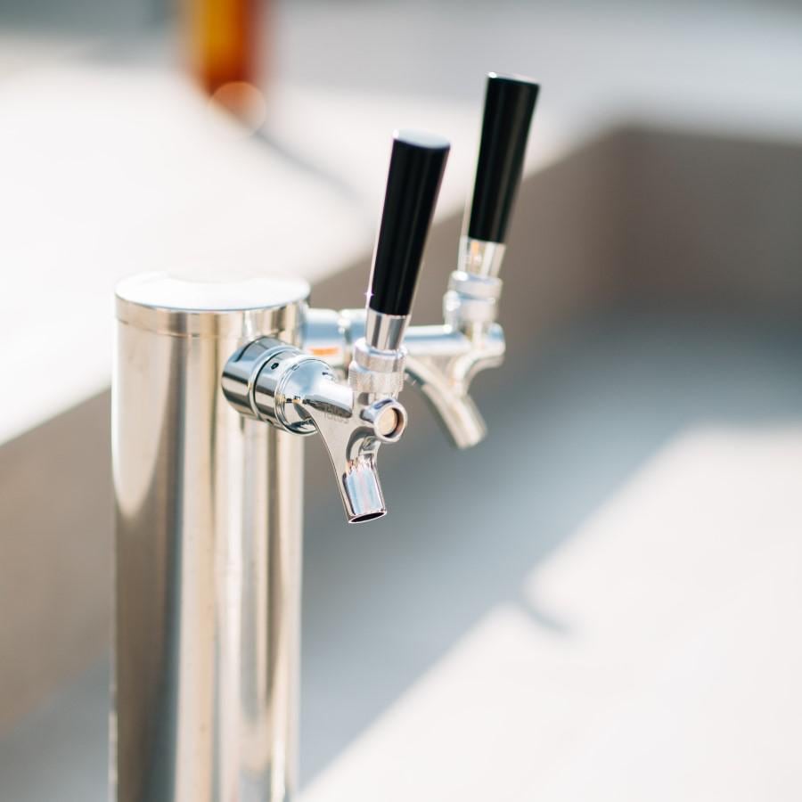 American Made Grills 6.6c Deluxe Outdoor Rated Double Tap Kegerator AMGRFR24DK2 BBQGuys