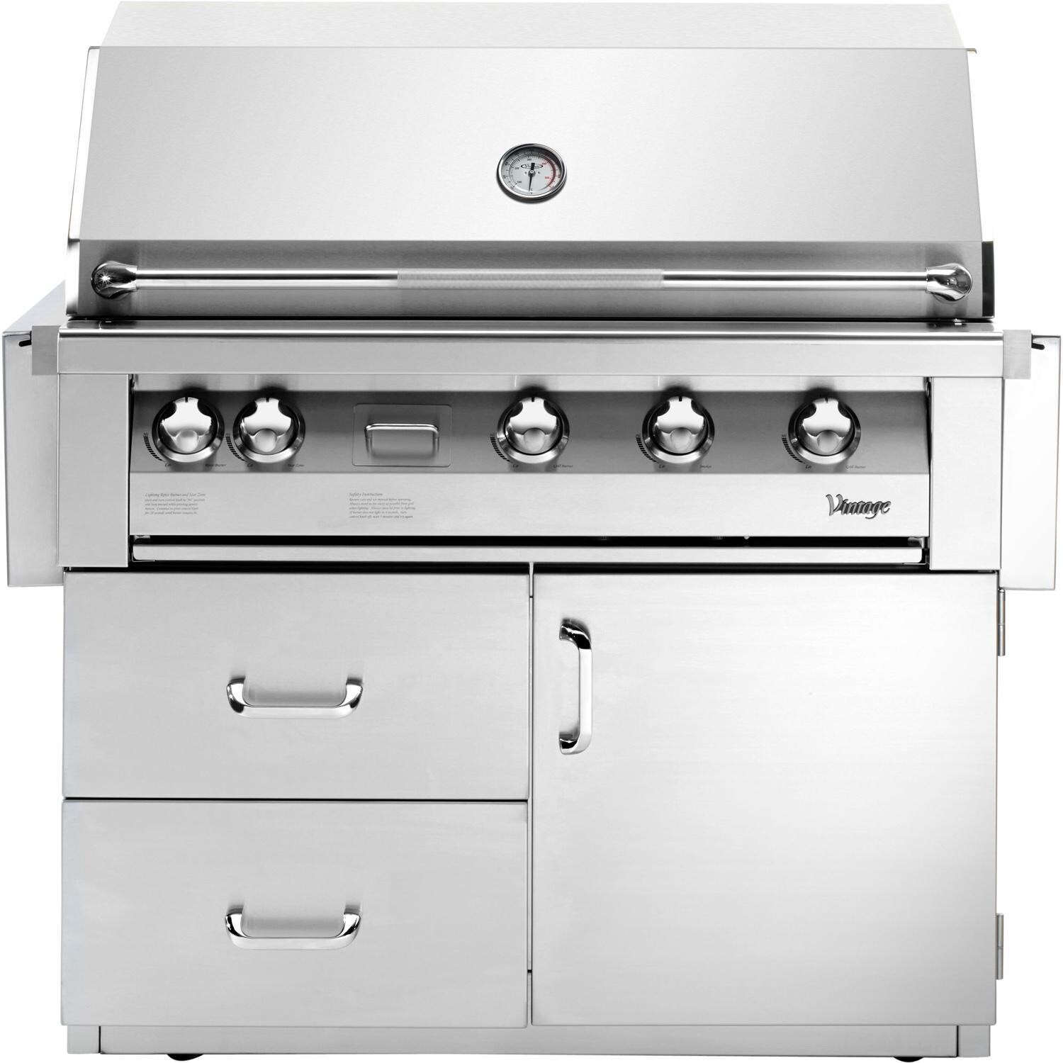 Vintage VBQ42SZG-L-2-KIT 42 Inch Liquid Propane Gas Grill with Sear Zone with Deluxe Cart - White Background thumbnail