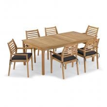 Hampton 7 Piece Natural Shorea Patio Dining Set W/ 76 X 40 Inch Table & Sunbrella Canvas Black Cushions By Oxford Garden