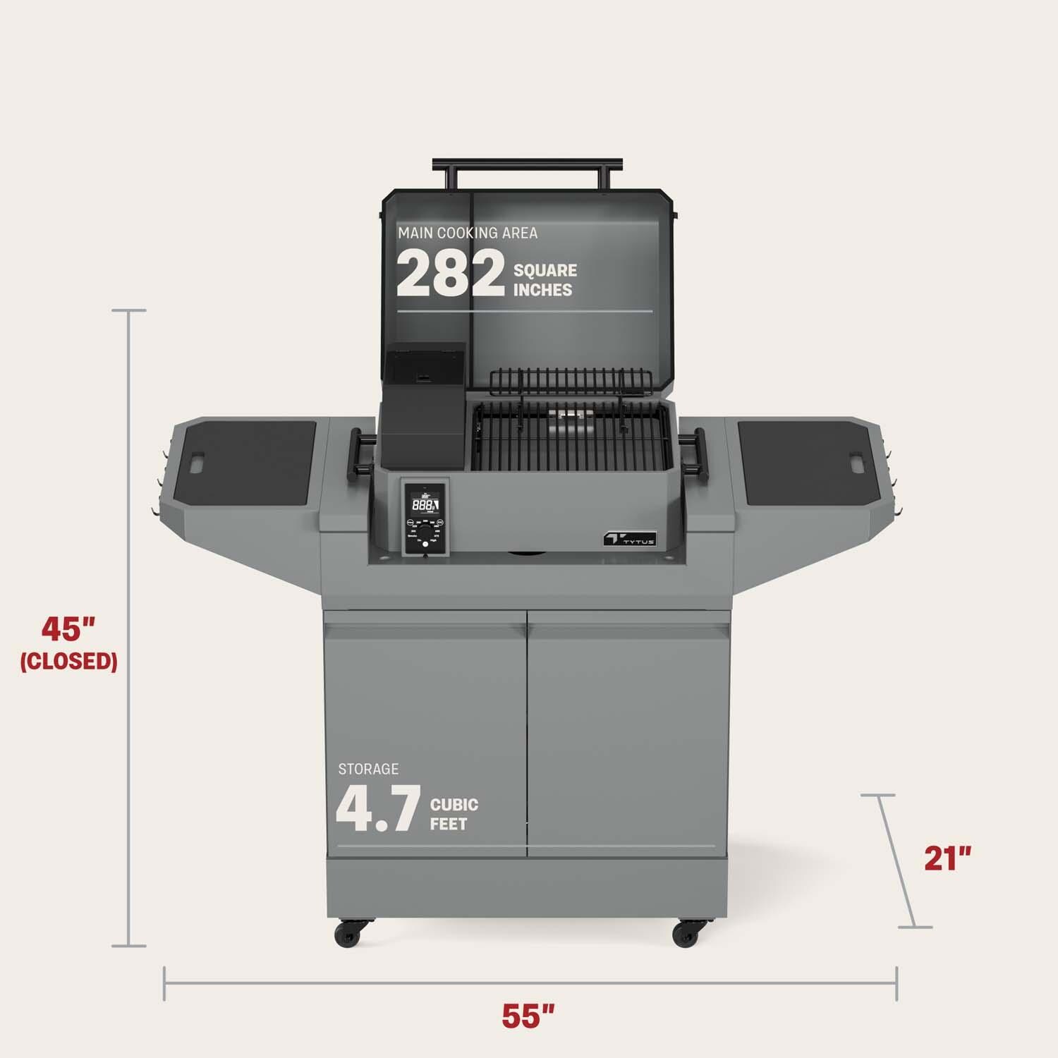 TYTUS TDT-CRT-SMOK Emberwood Pellet Smoker and Prep Cart - Dimensional thumbnail