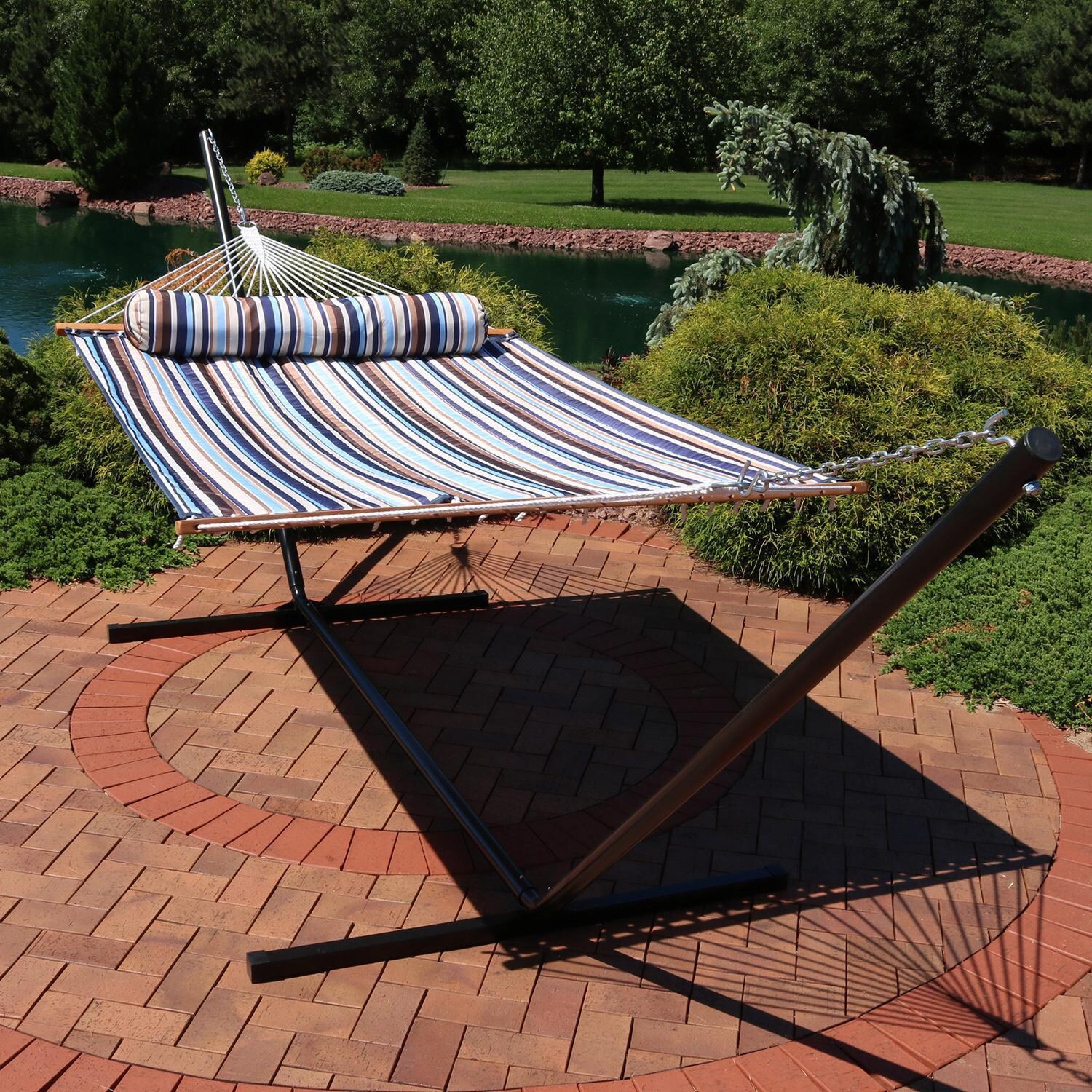 Ultimate Patio Quilted Double Hammock w/ 15-Foot Stand - Ocean Isle - Lifestyle thumbnail