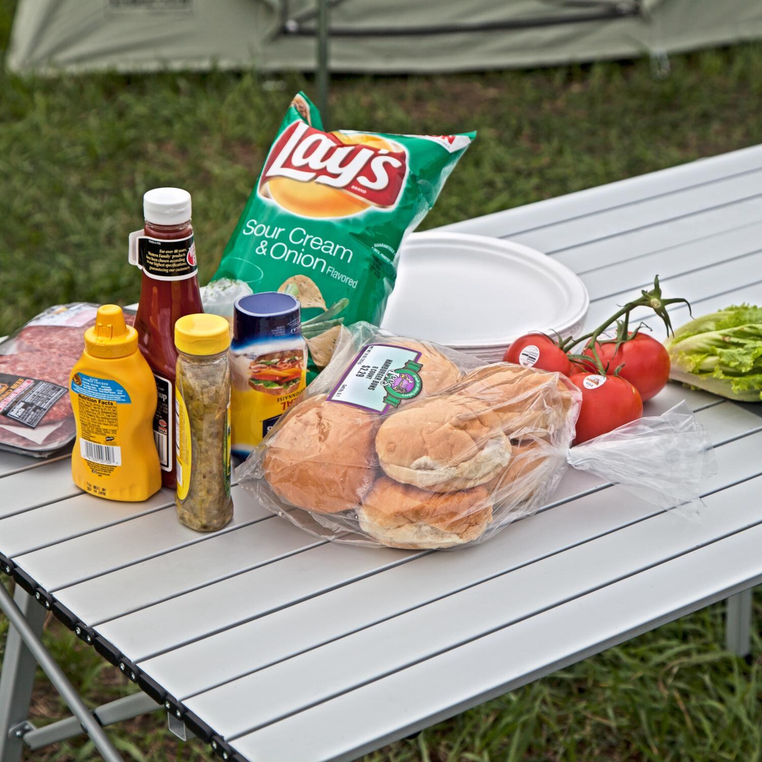 Camp Chef CT48A Mesa Adjustable Camp Table - In Use thumbnail