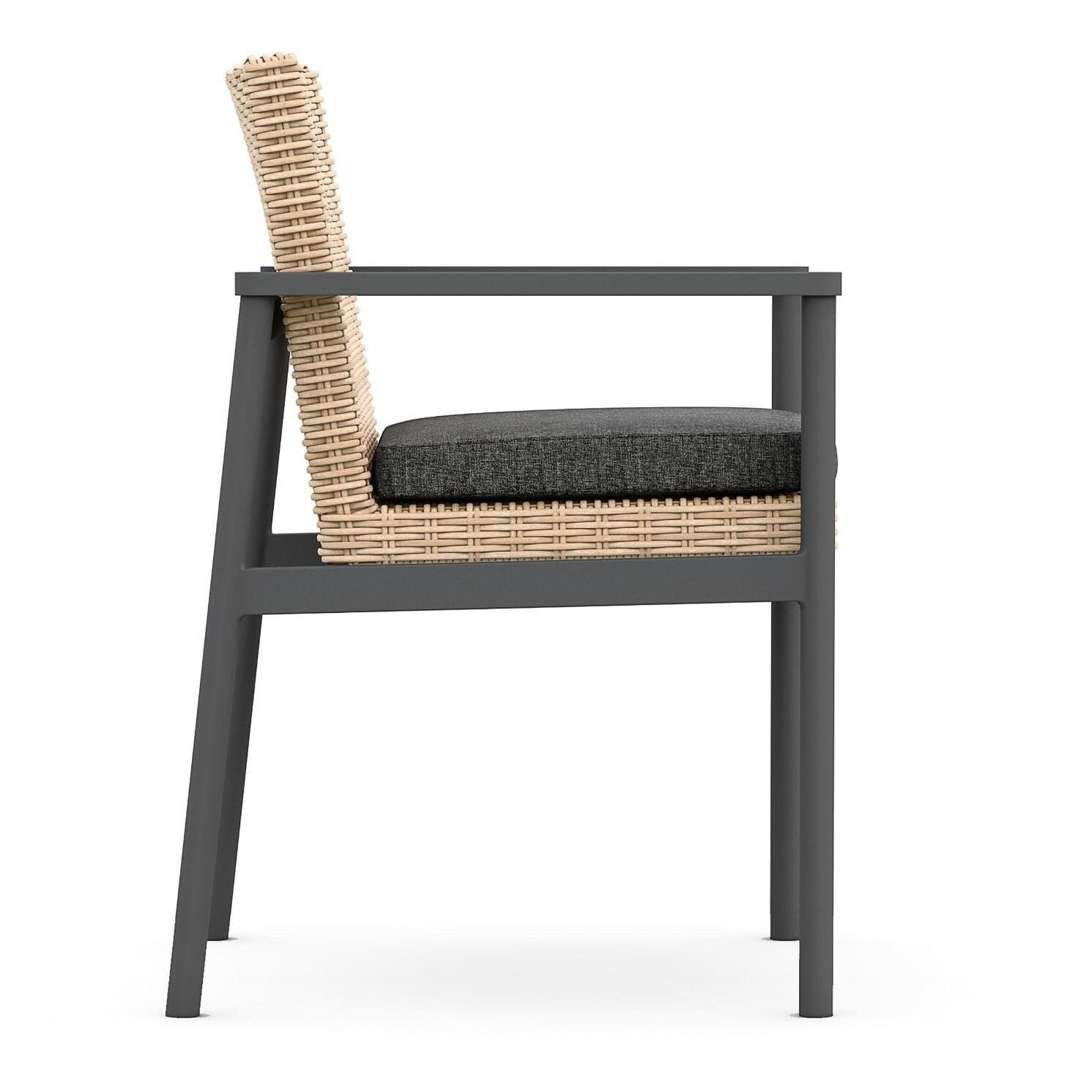 Azzurro Living Terra Wicker Dining Chair in Natural/Midnight - Side - White Background thumbnail